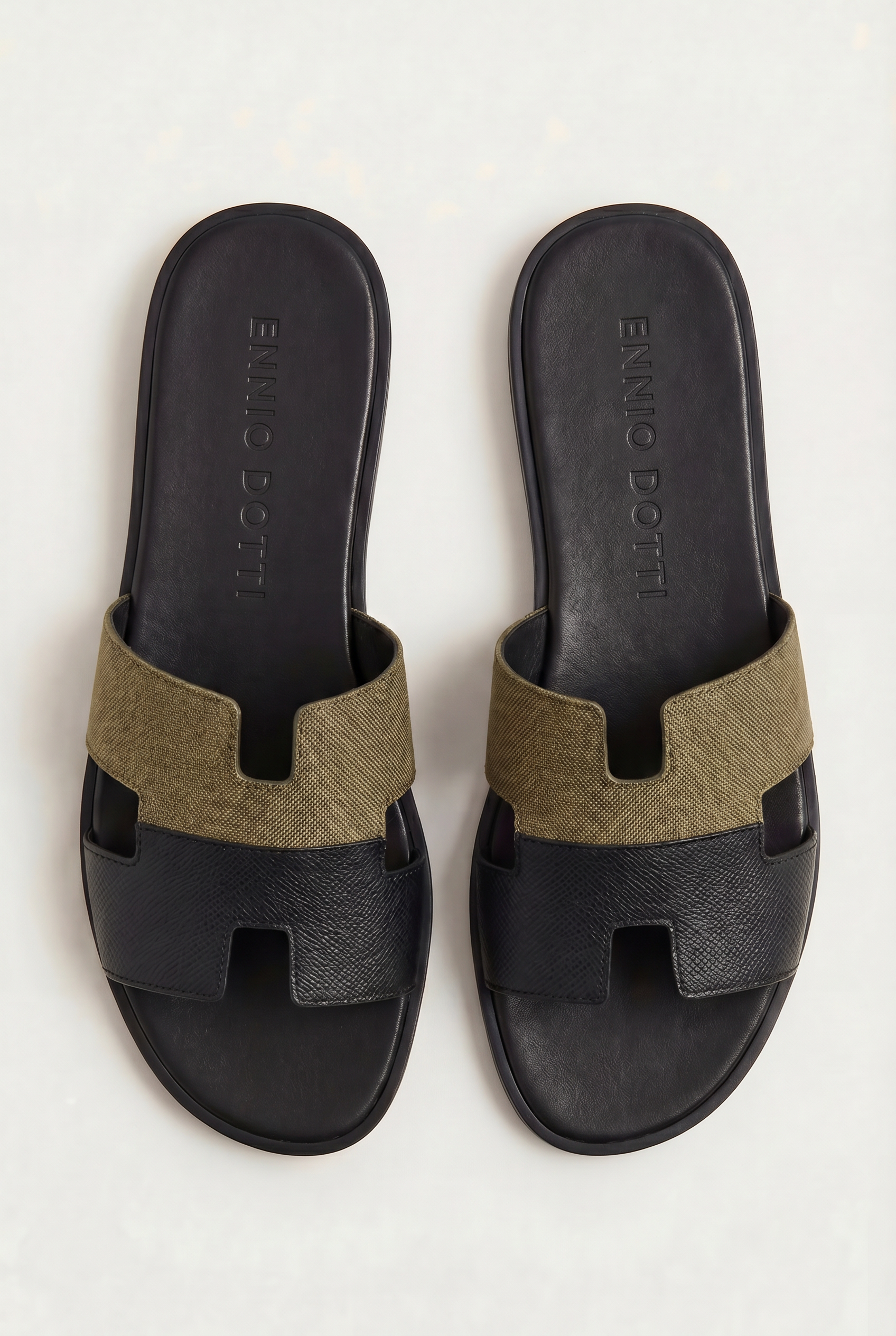 Arezzo Leather Sandal Olive & Black