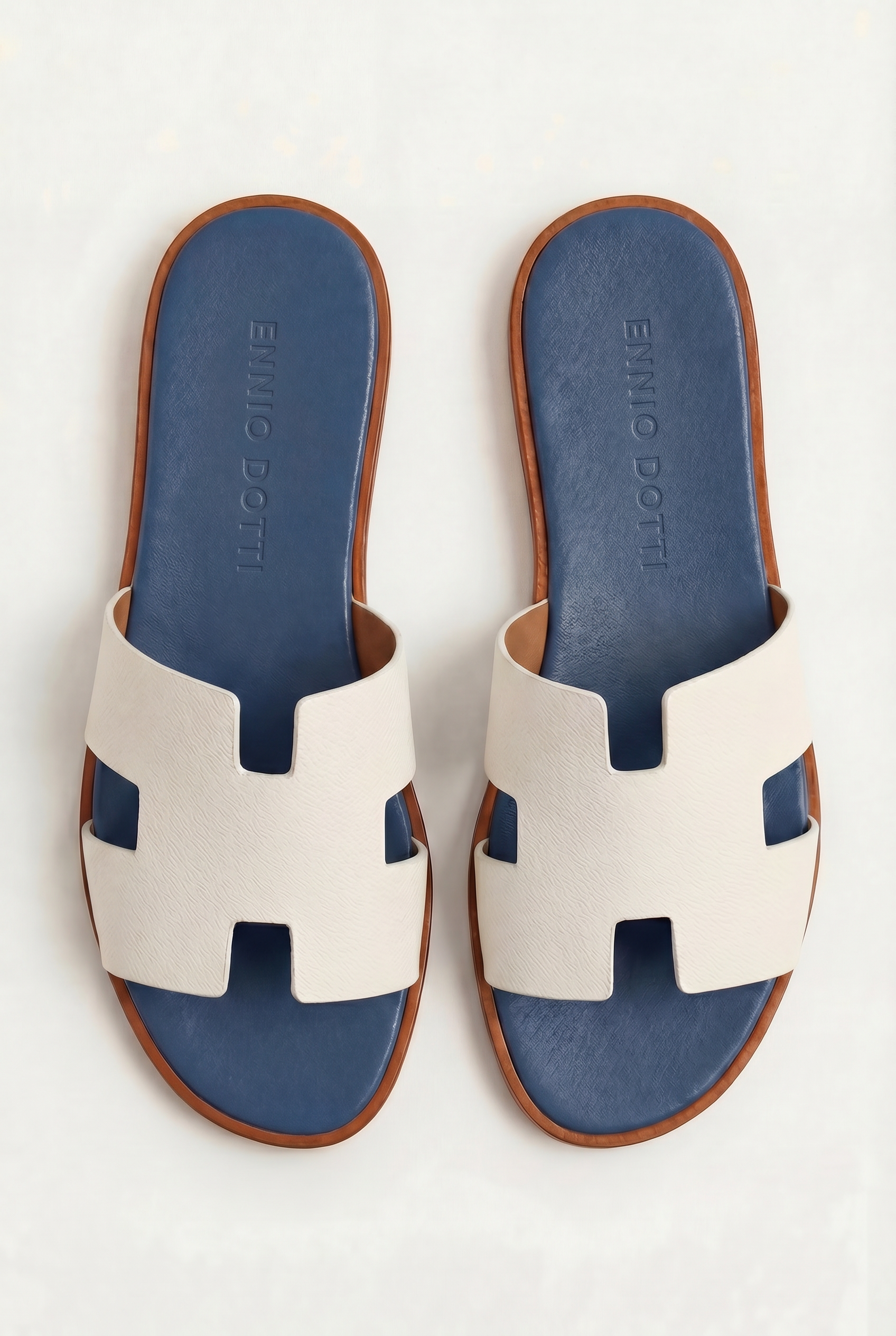Arezzo Leather Sandal Ivory & Blue