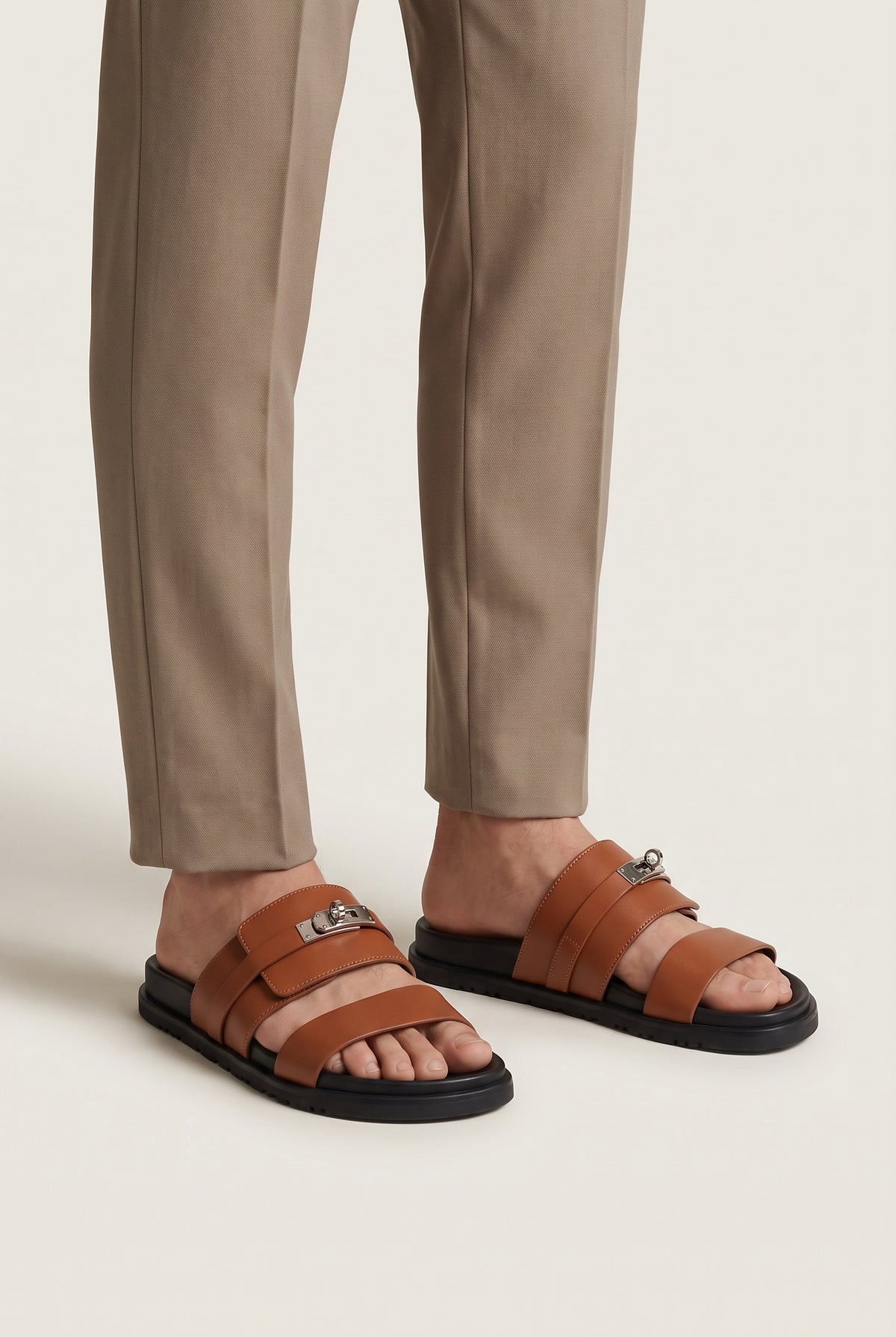 Cellini Leather Slide Cognac Model