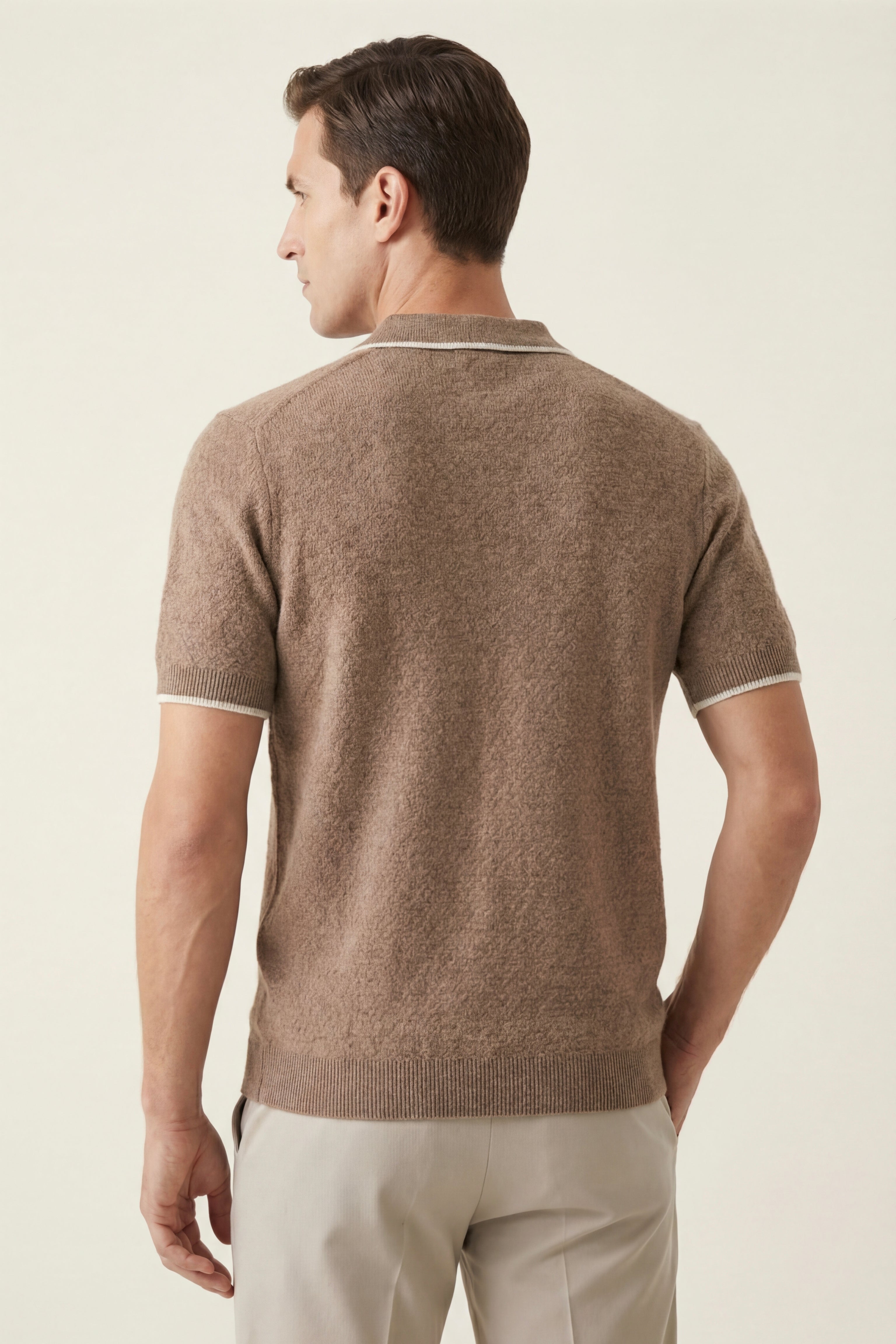 Prato Cashmere Knit Polo Mid Camel
