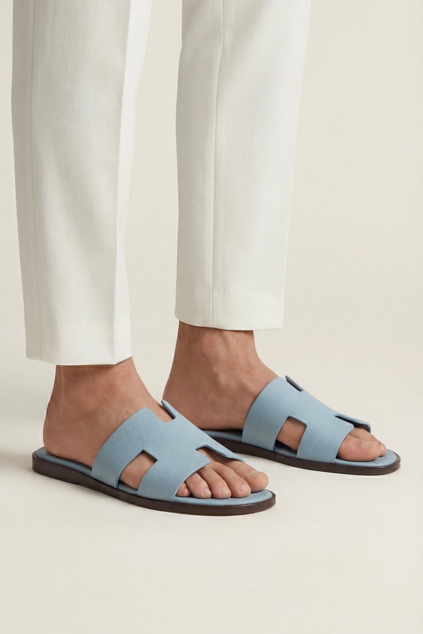 The Ischia Set — Arezzo Leather Sandal Light Blue