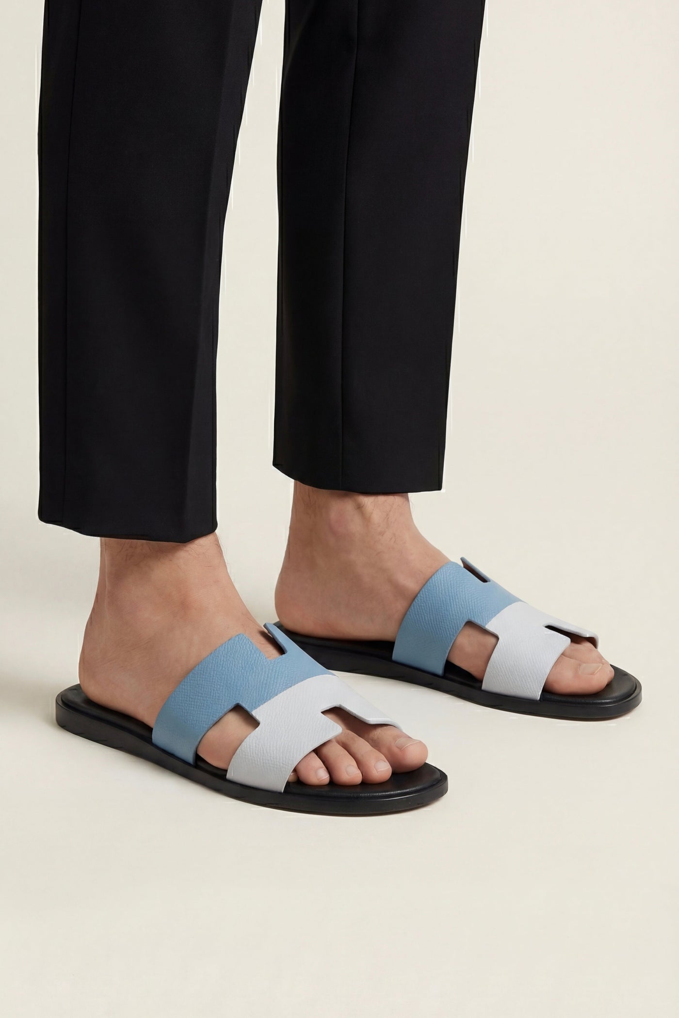 The Mykonos Set — Arezzo Leather Sandal Blue & White