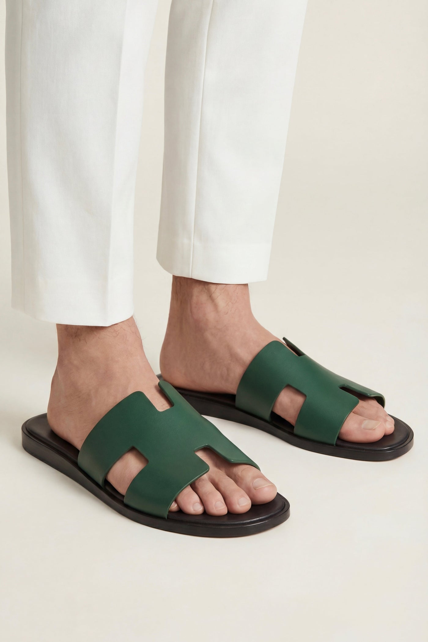 The Prvic Set — Arezzo Leather Sandal Dark Green