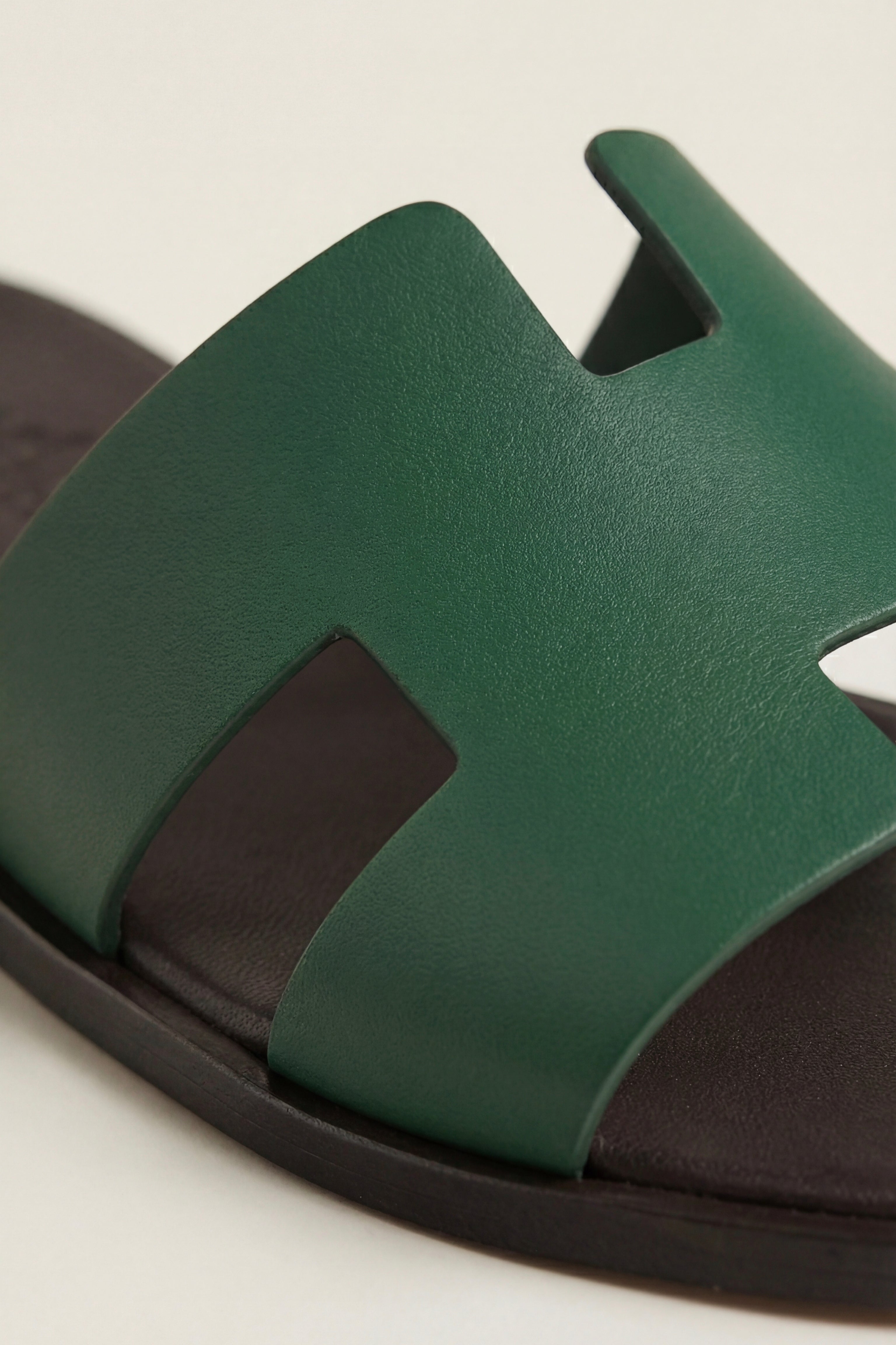 Arezzo Leather Sandal Dark Green