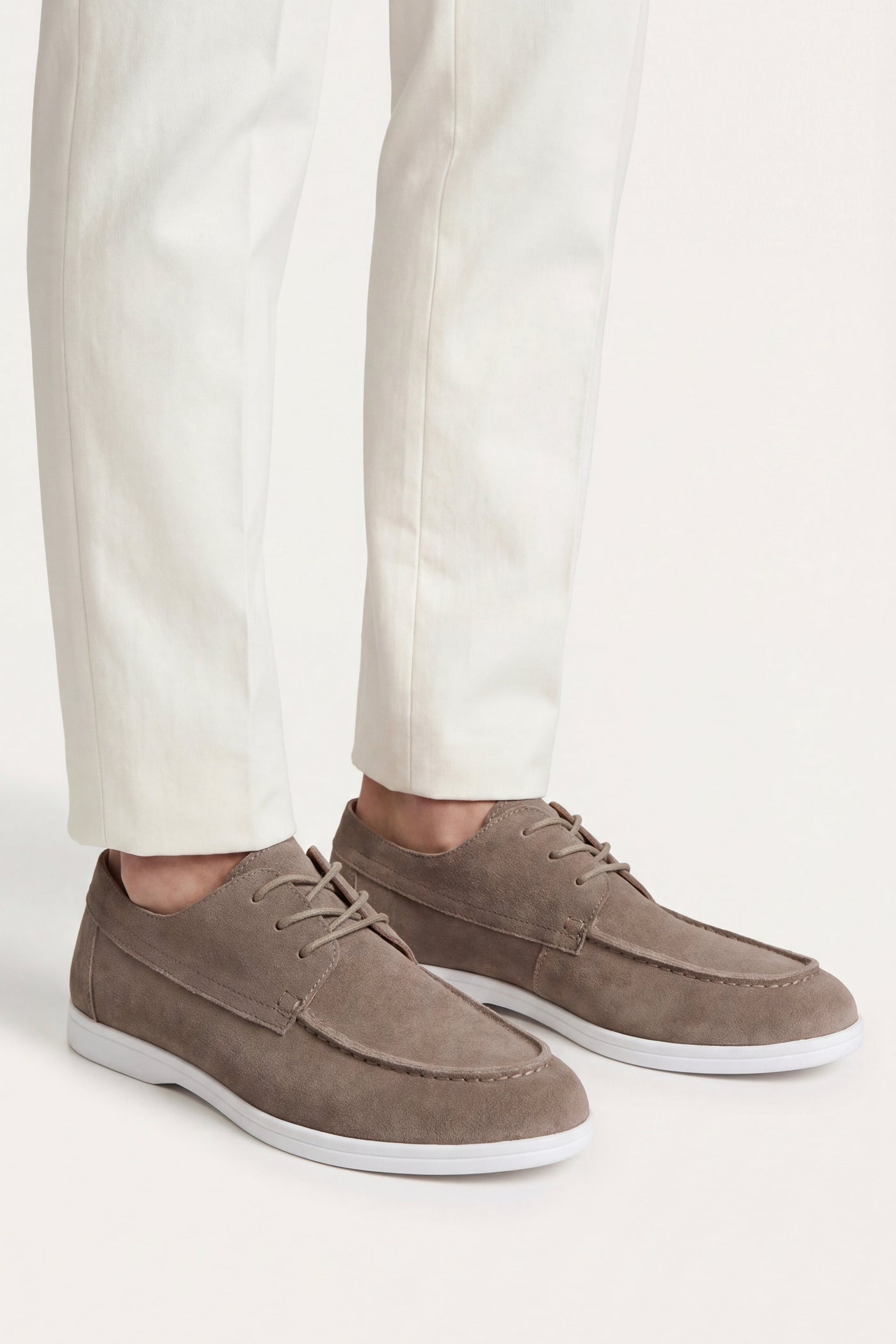 The Bodrum Set — Maretti Suede Lace Shoes Mushroom Taupe