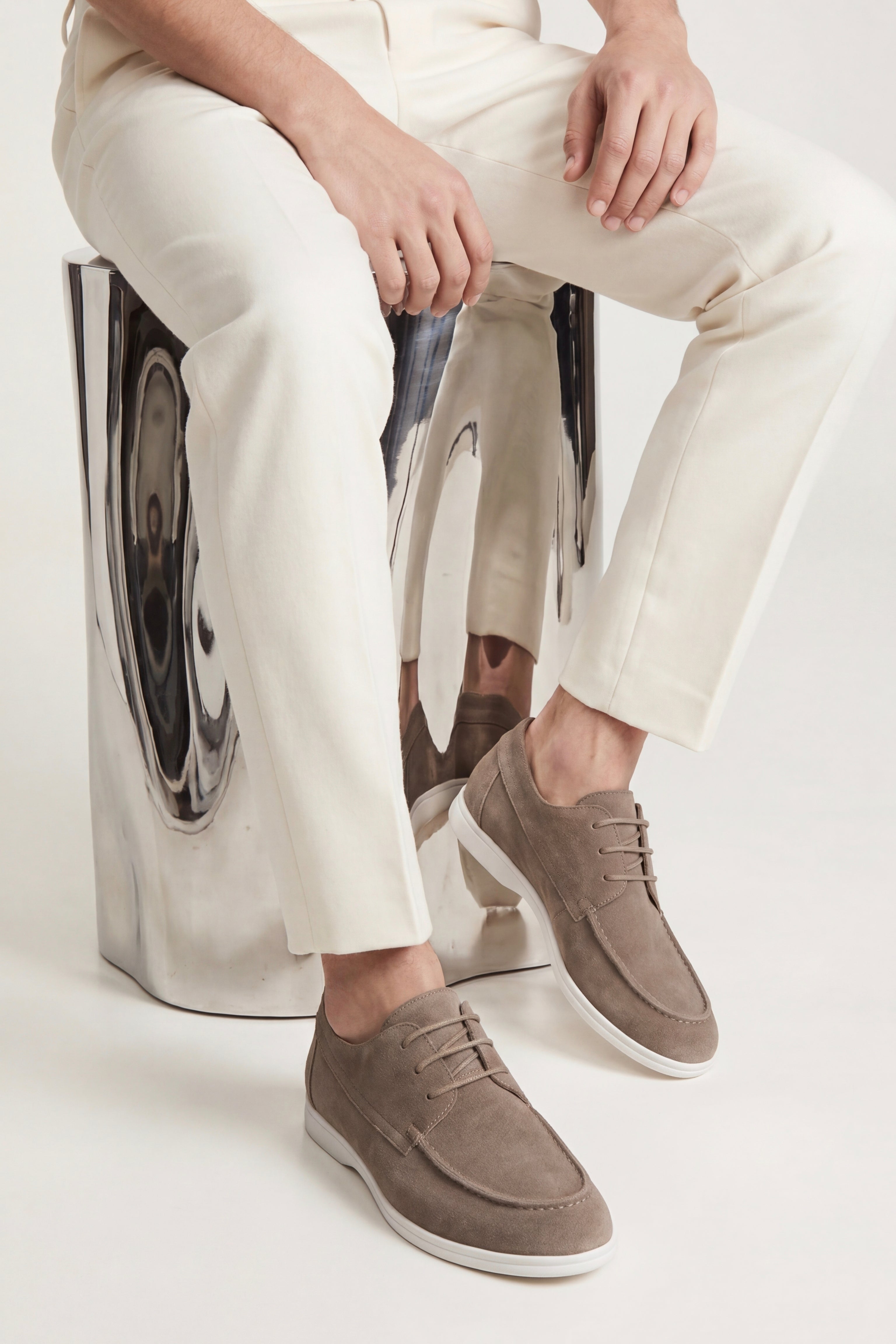 Maretti Suede Lace Shoes Mushroom Taupe