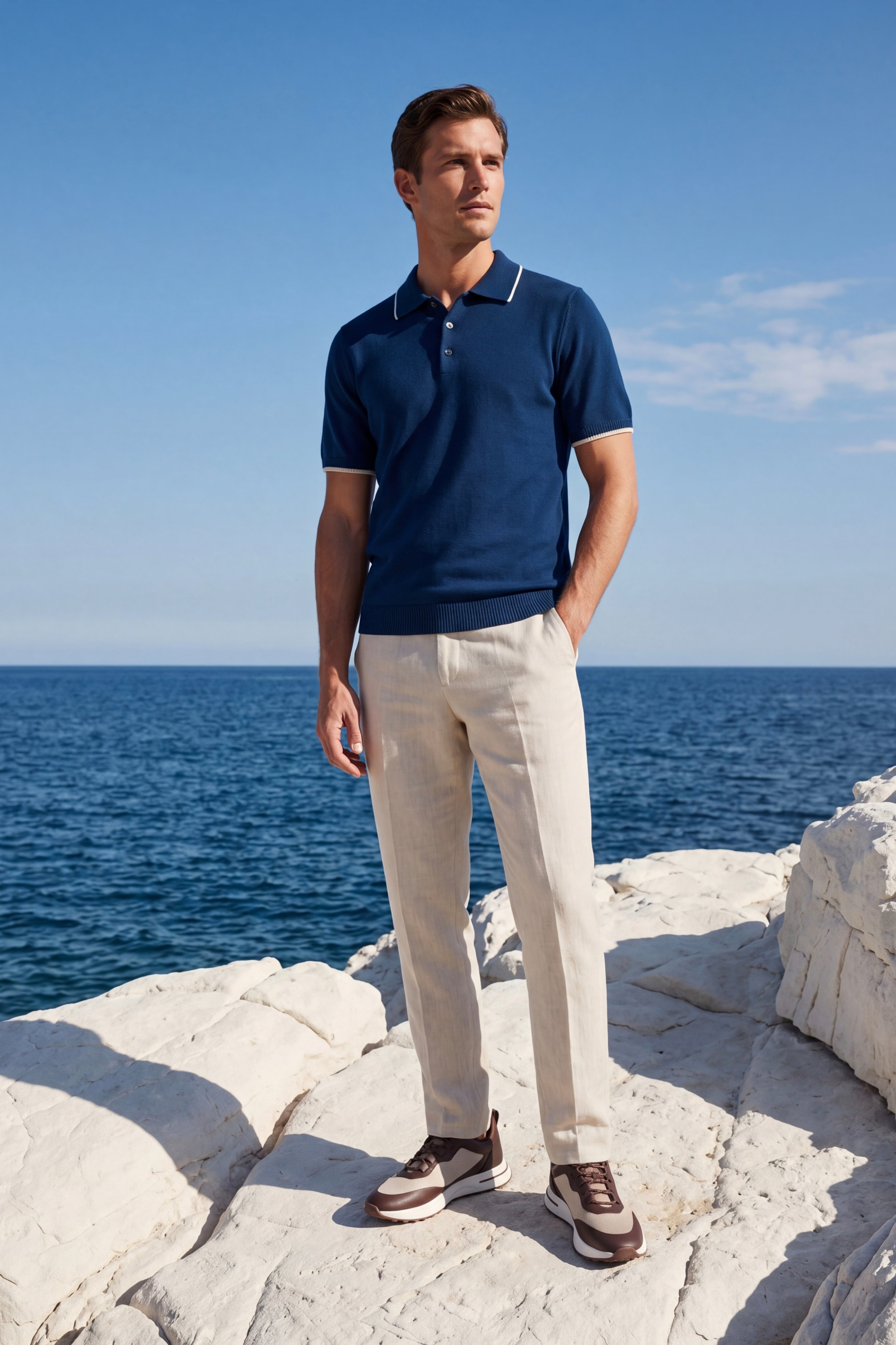 Morino Merino Knit Polo Dark Blue