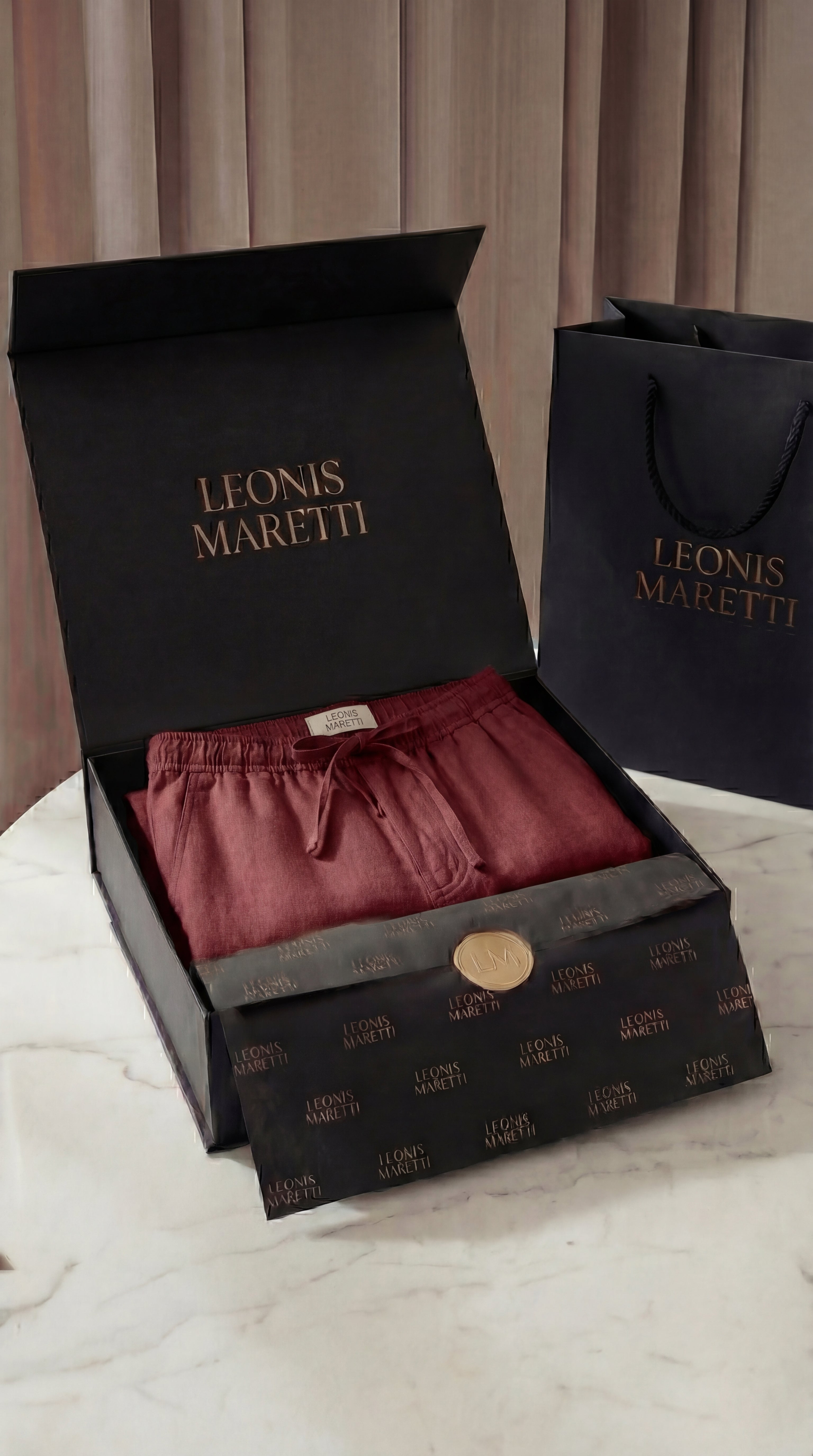 Catania Linen Pantalon Red