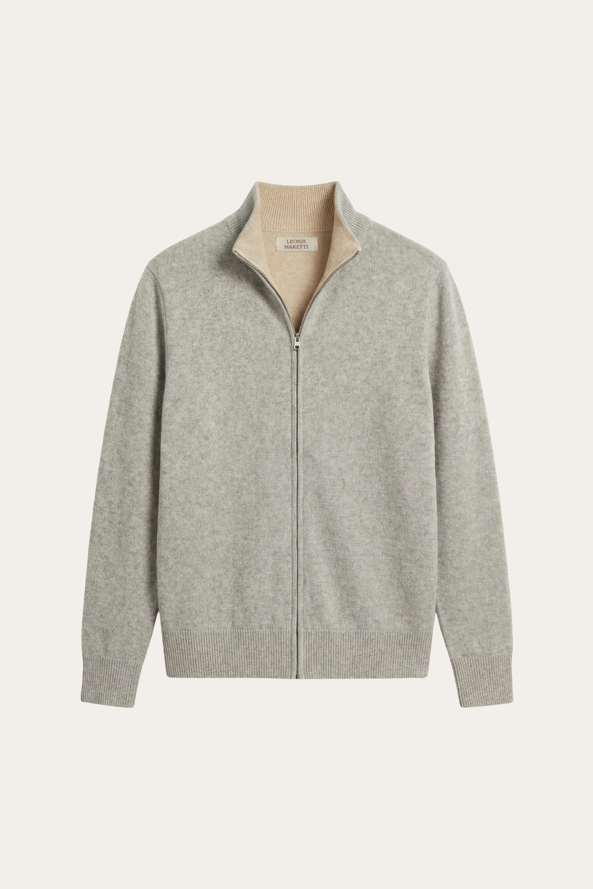 Marciello Reversible Cashmere Zip Knit Beige & Grey