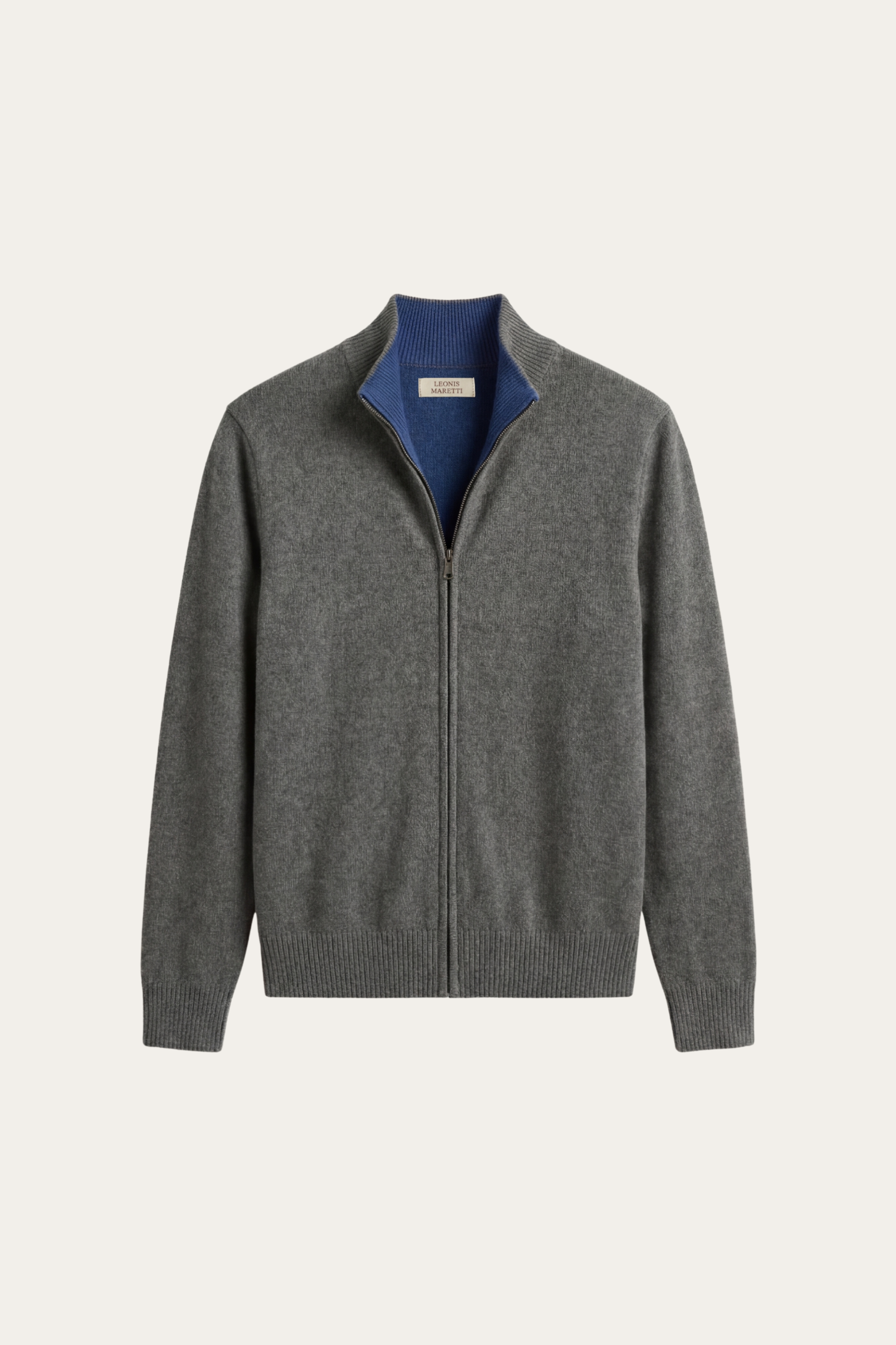 Marciello Reversible Cashmere Zip Knit Navy & Grey