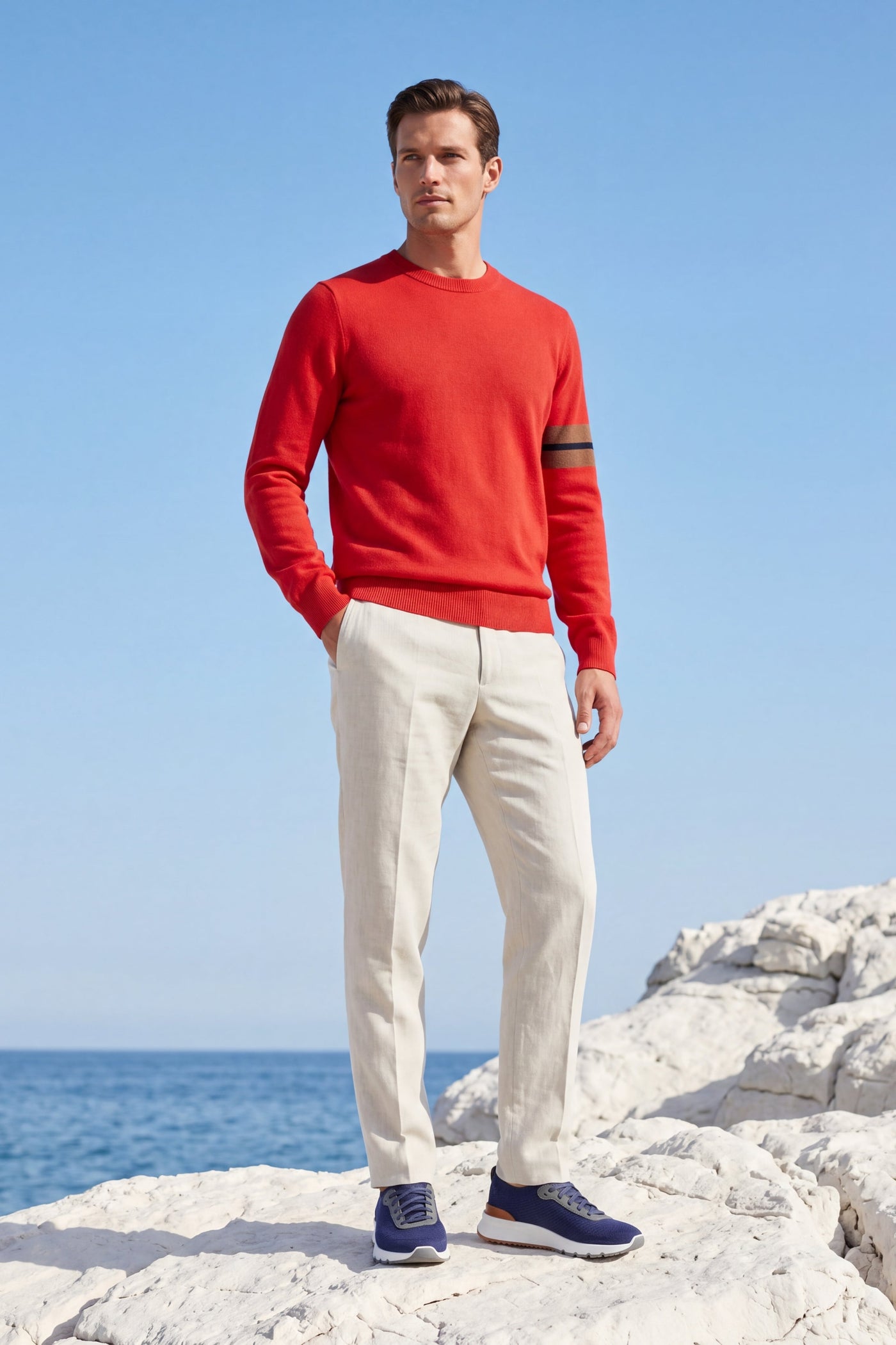 Valeno Cashmere Crewneck Sweater Red
