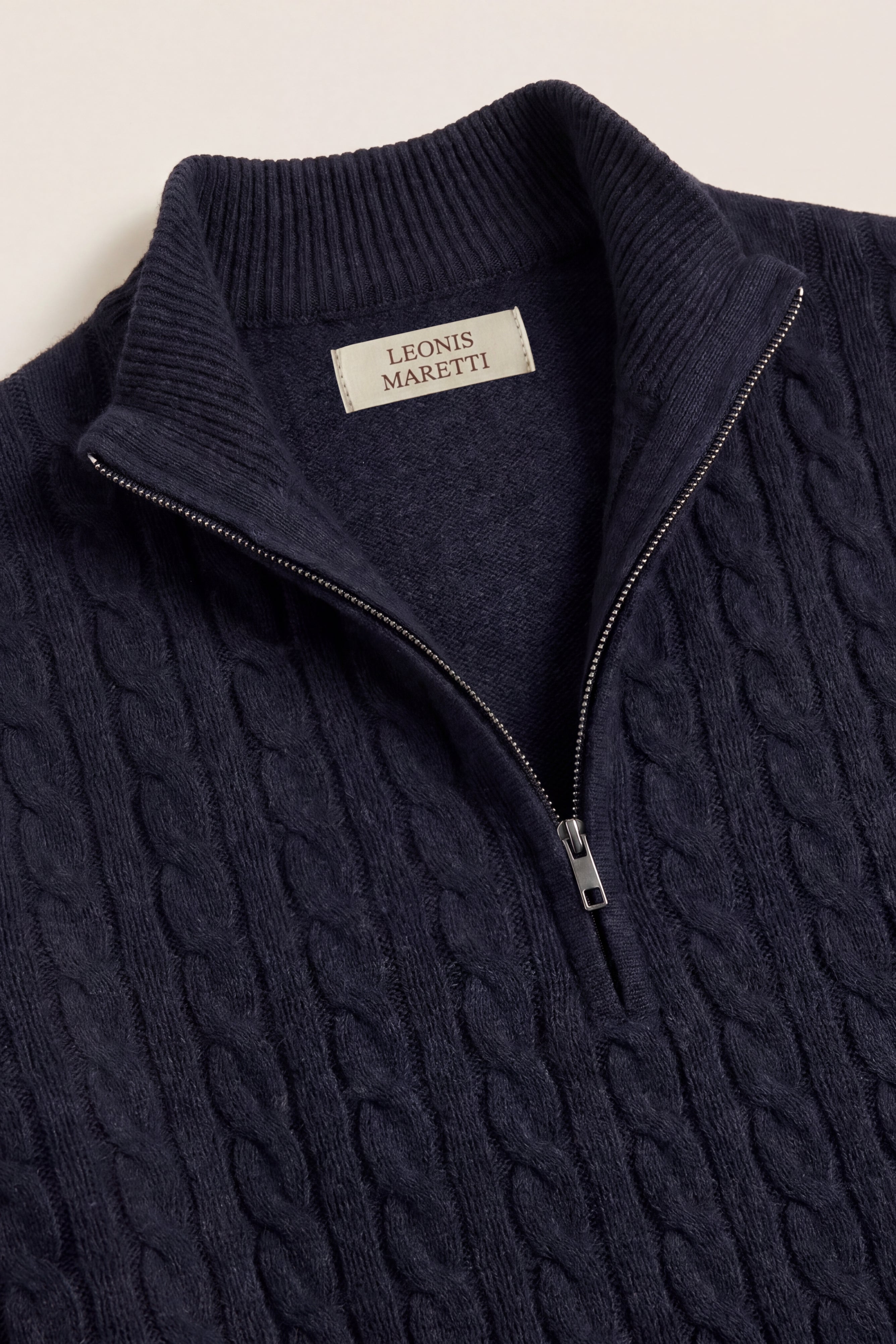 Lerano Cashmere Half-Zip Knit Navy