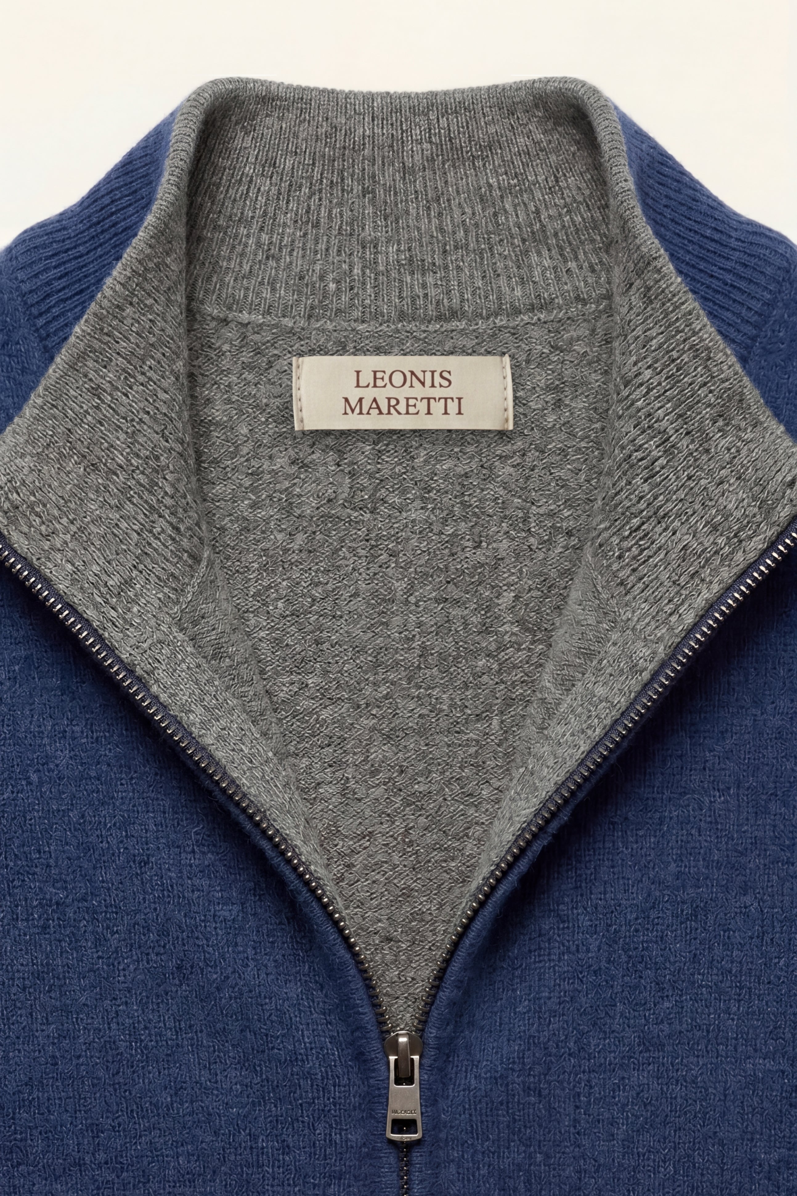 Marciello Reversible Cashmere Zip Knit Navy & Grey