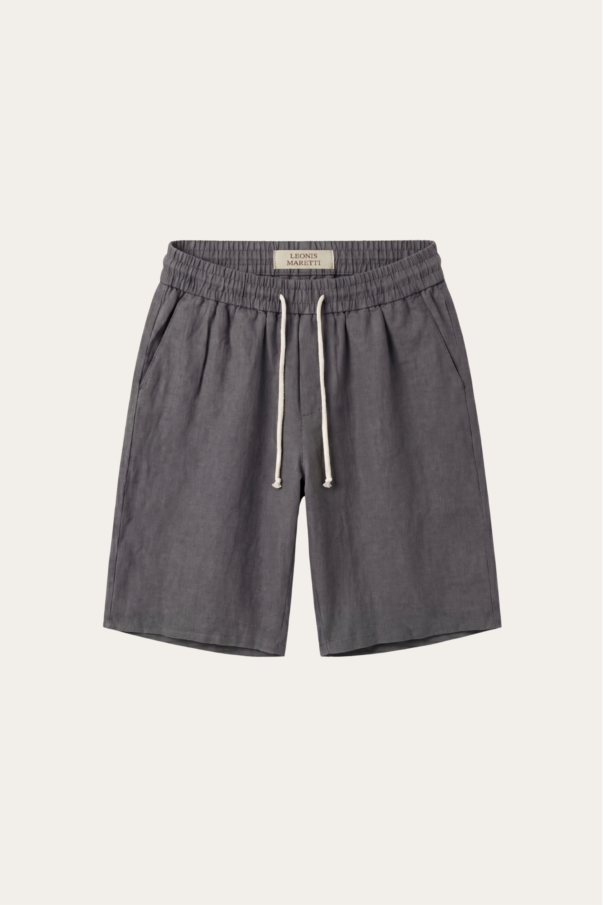 Lecce Linen Drawstring Shorts Dark Grey