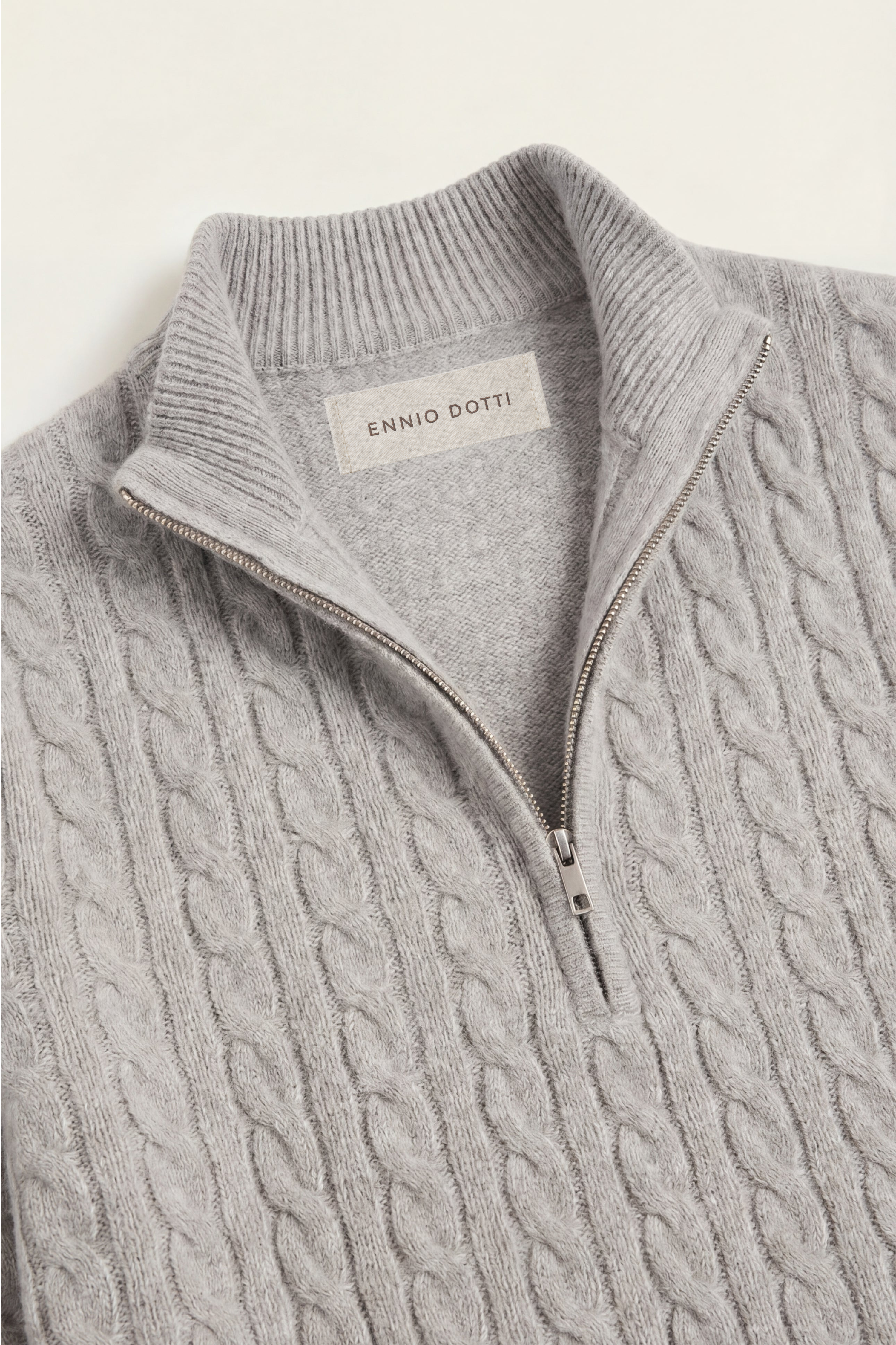 Lerano Cashmere Half-Zip Knit Grey