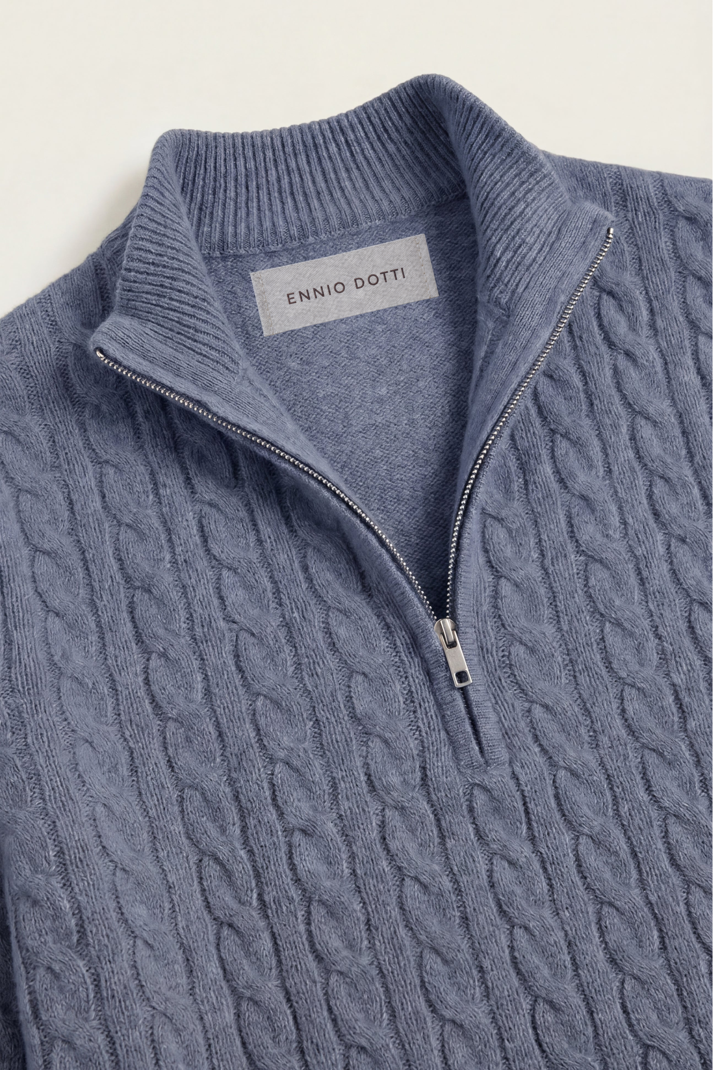 Lerano Cashmere Half-Zip Knit Blue