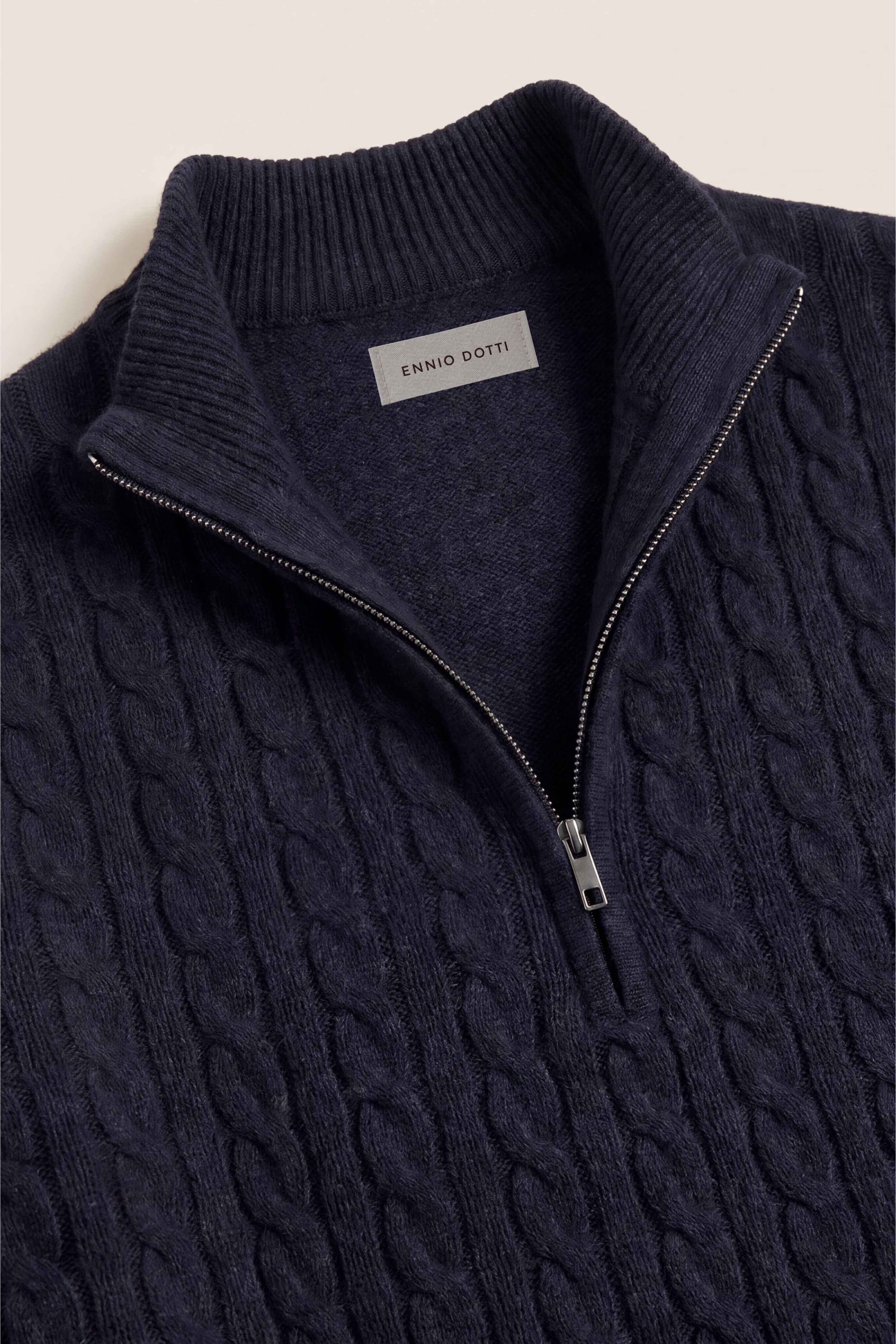 Lerano Cashmere Half-Zip Knit Navy