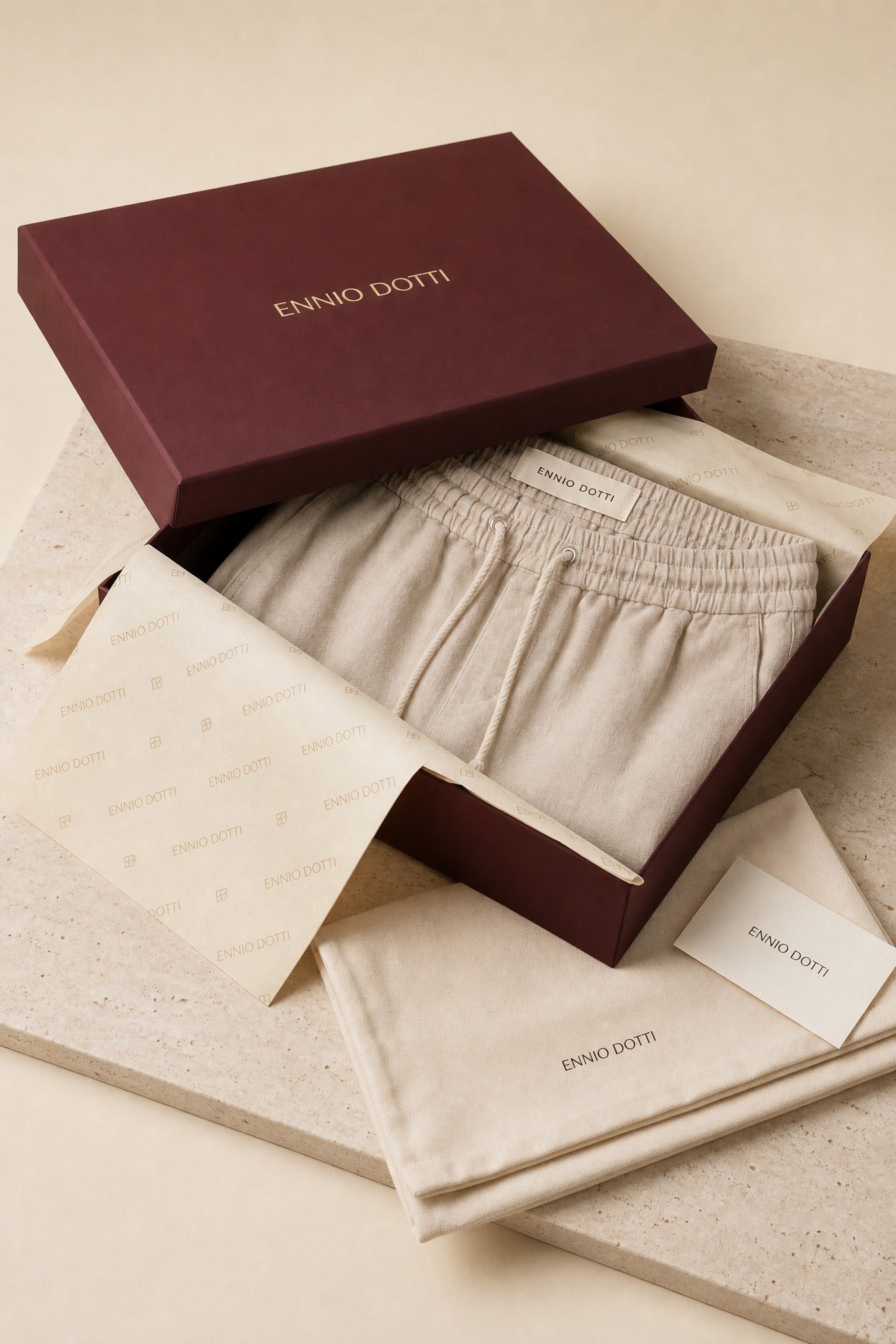 Lecce Linen Drawstring Shorts Beige
