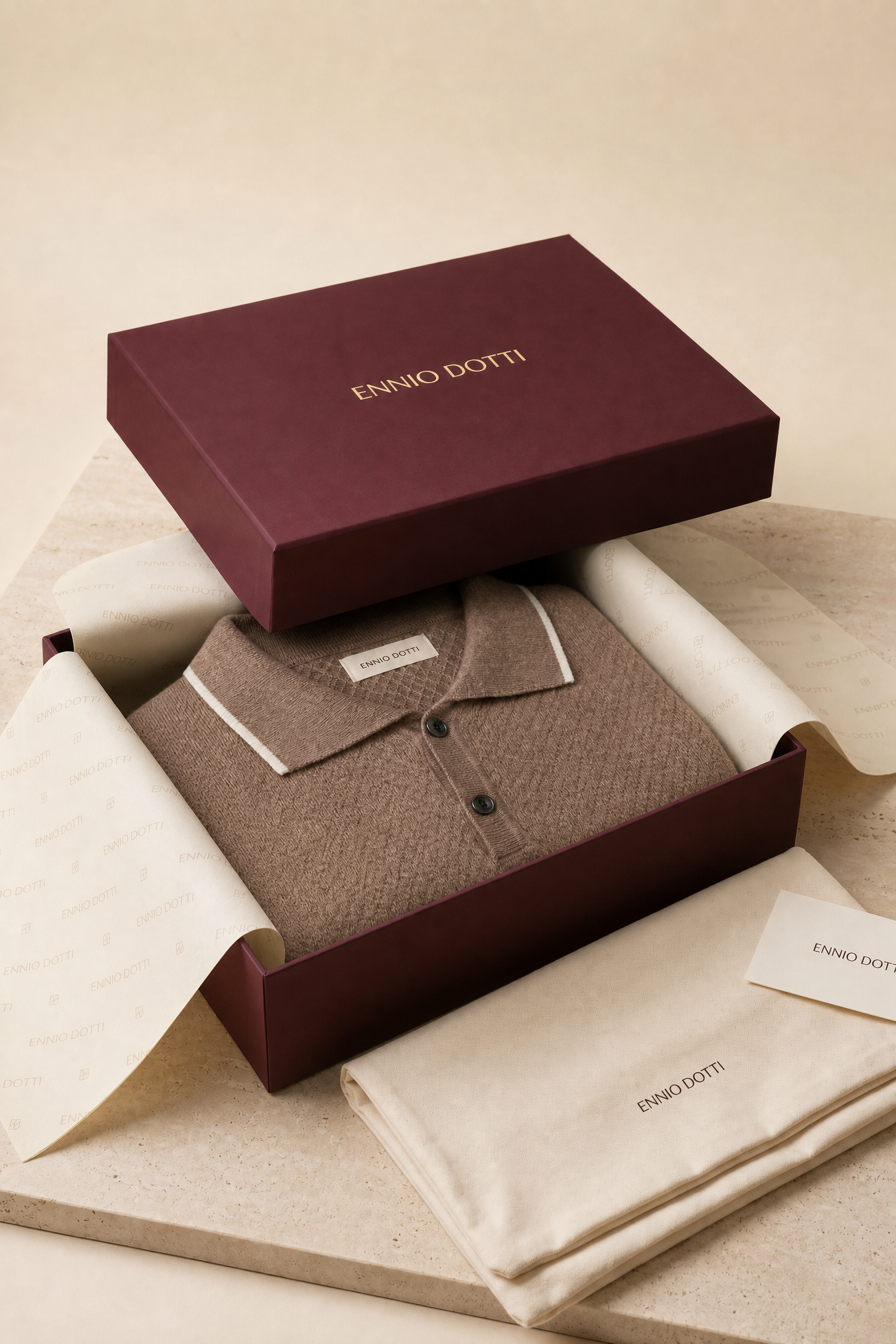 Prato Cashmere Knit Polo Mid Camel