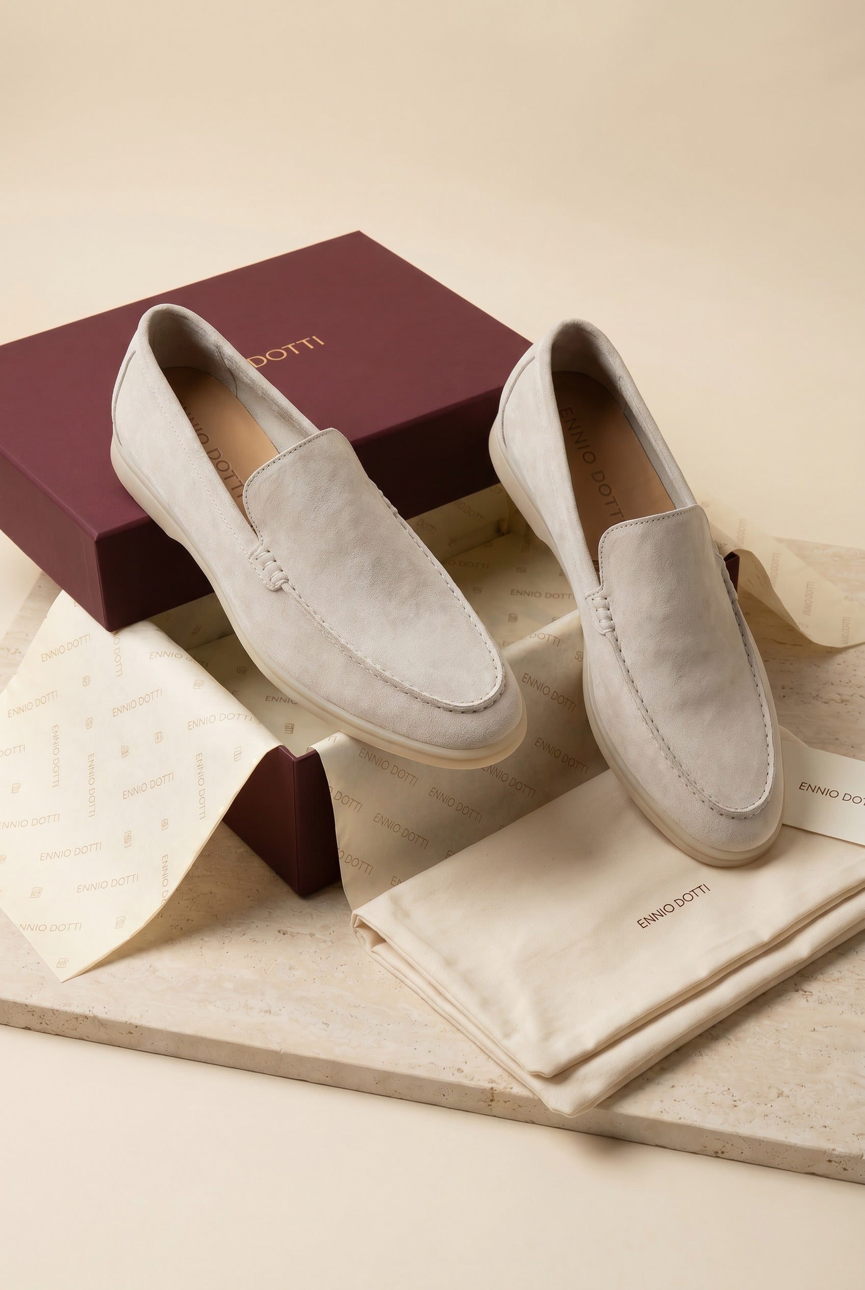 Leonis Suede Loafers Off White