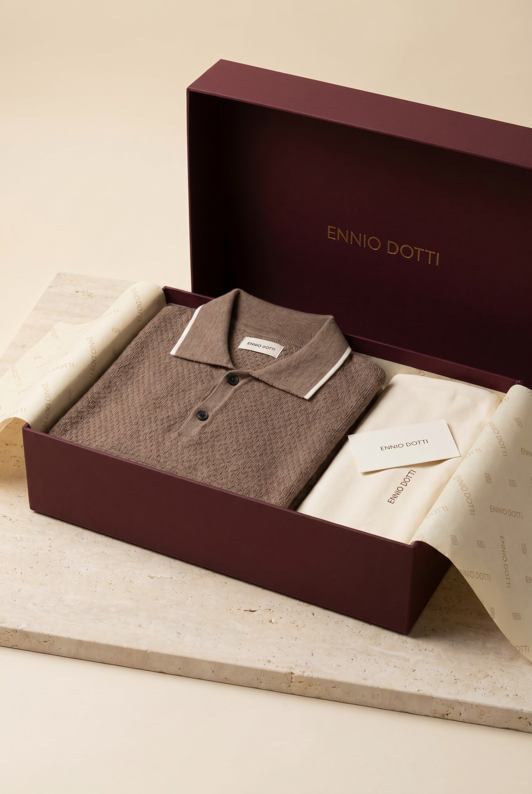 Prato Cashmere Knit Polo Mid Camel