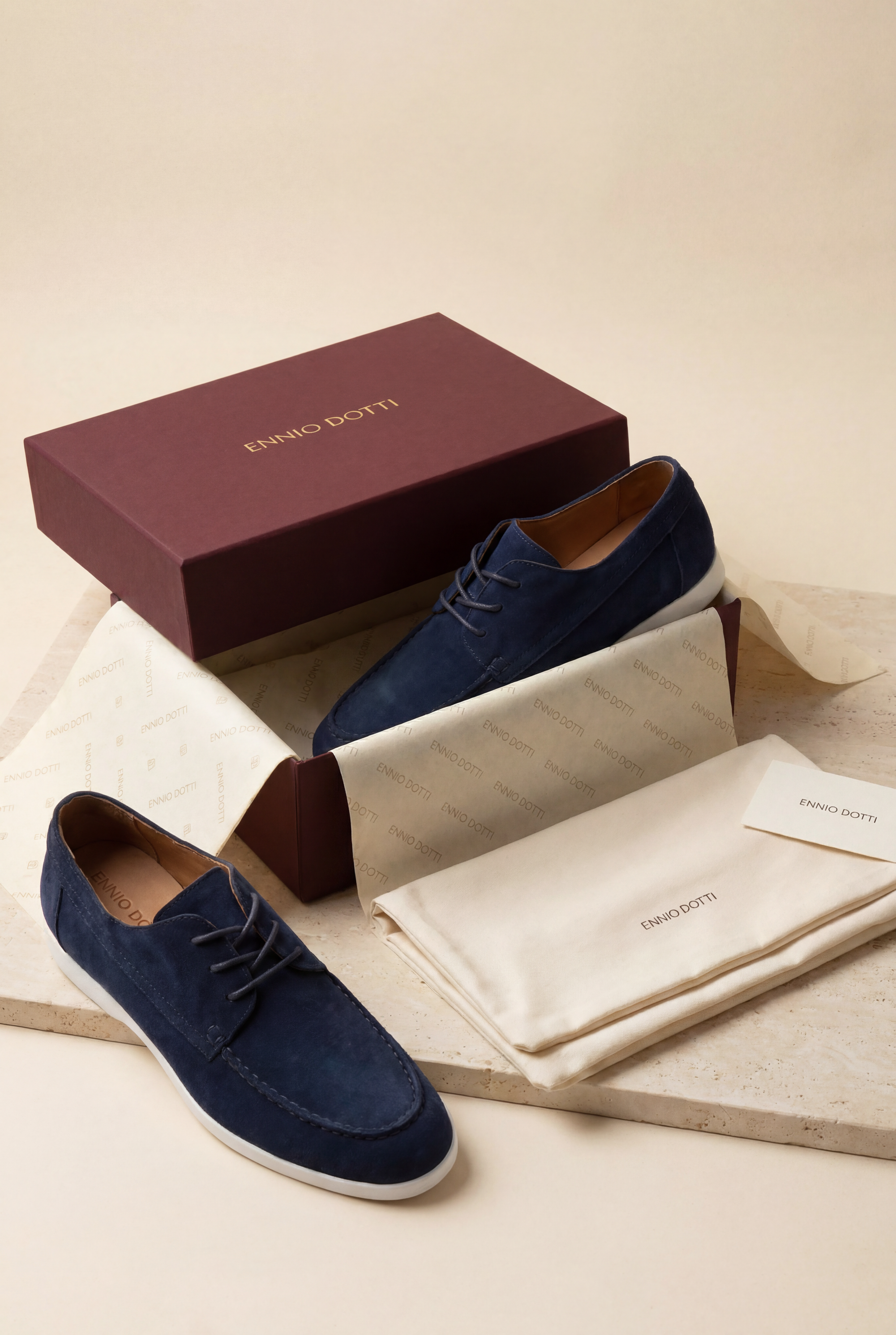 Maretti Suede Lace Shoes Navy
