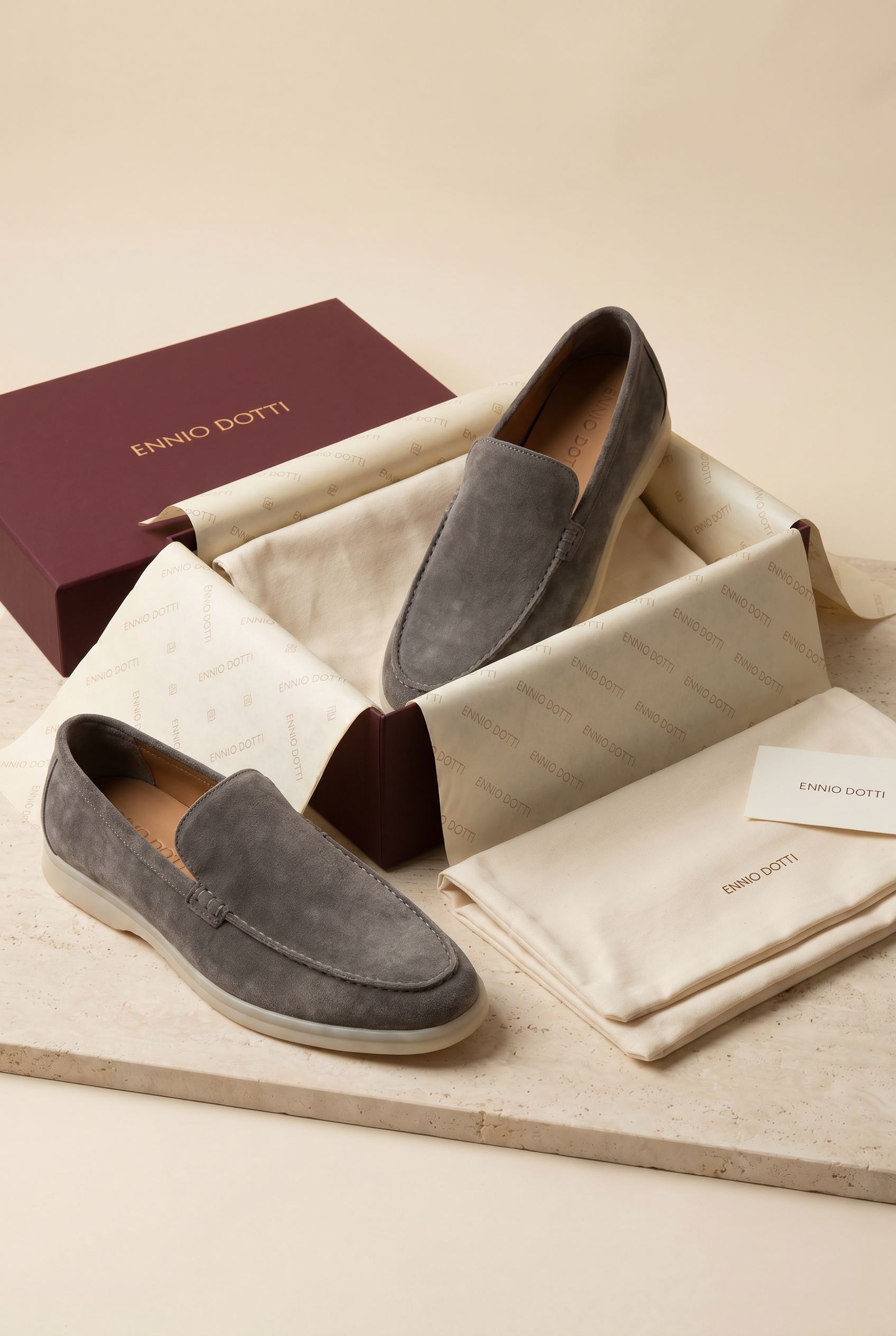 Leonis Suede Loafers Taupe Grey