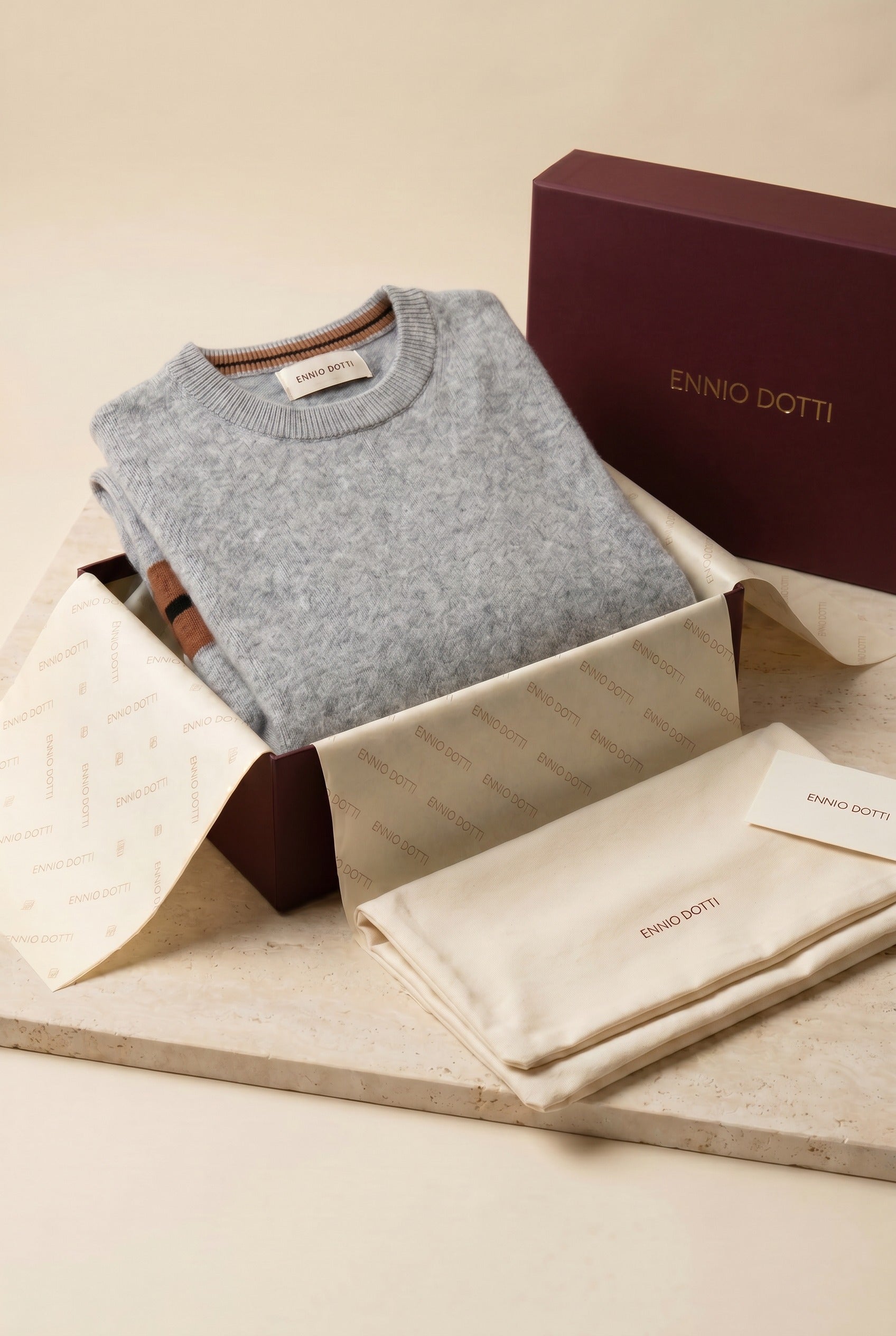 Valeno Cashmere Crewneck Sweater Light Grey