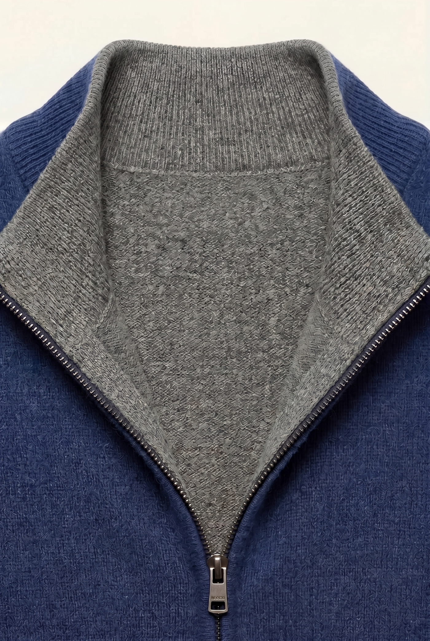 Marciello Reversible Cashmere Zip Knit Navy & Grey