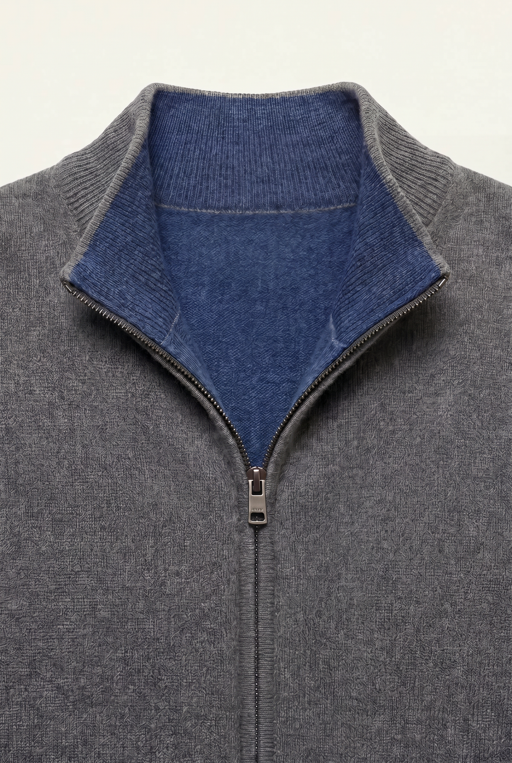 Marciello Reversible Cashmere Zip Knit Navy & Grey