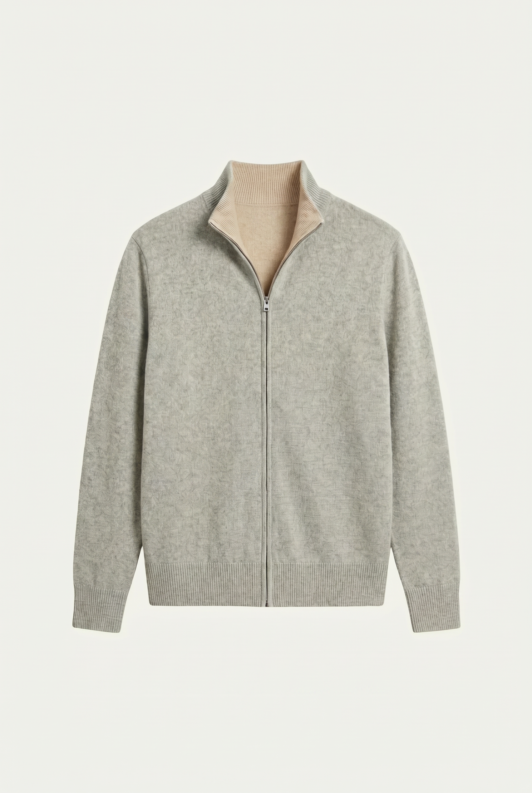 Marciello Reversible Cashmere Zip Knit Beige & Grey