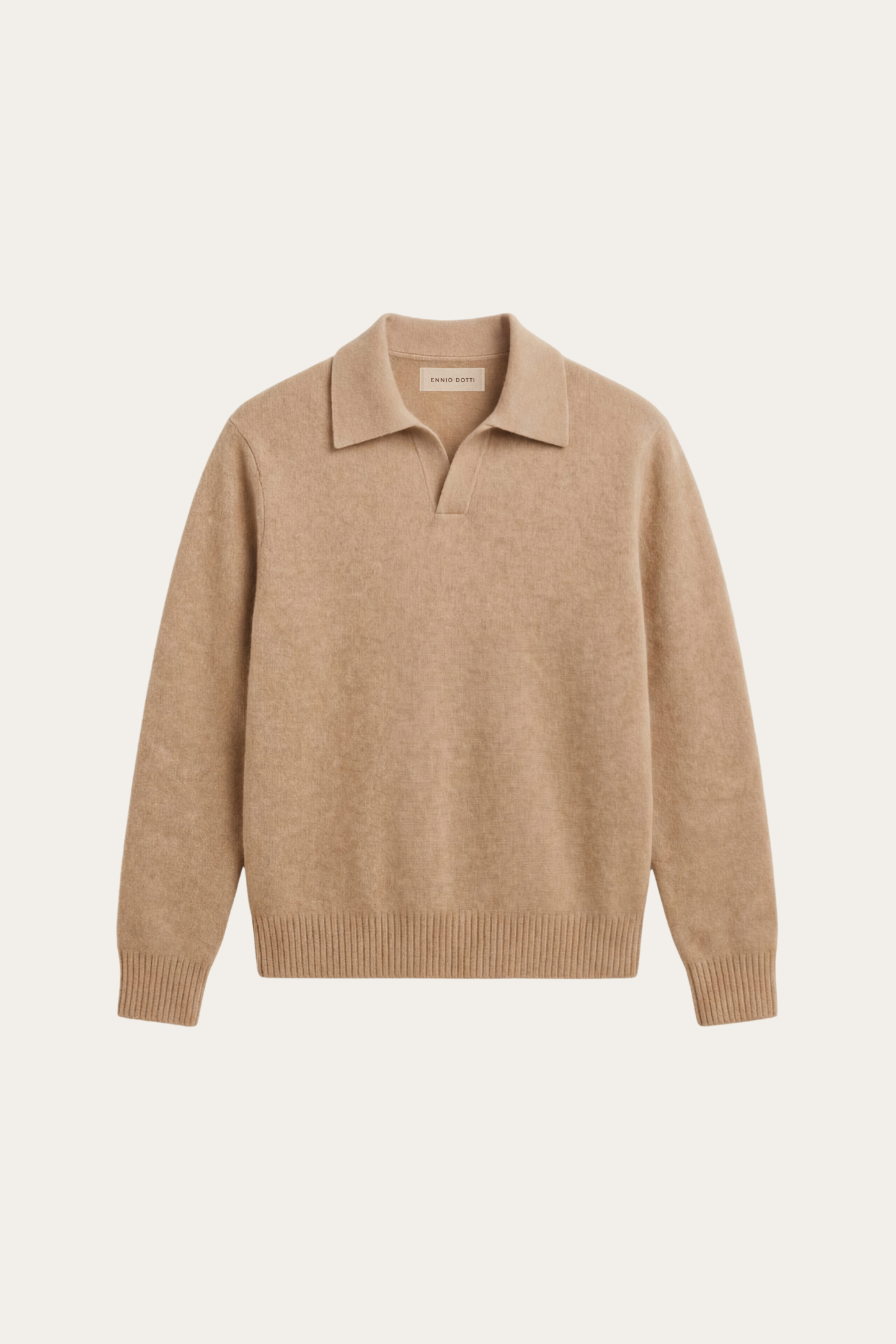 The Kassiopi Set — Marencio Cashmere Polo Knit Light Brown
