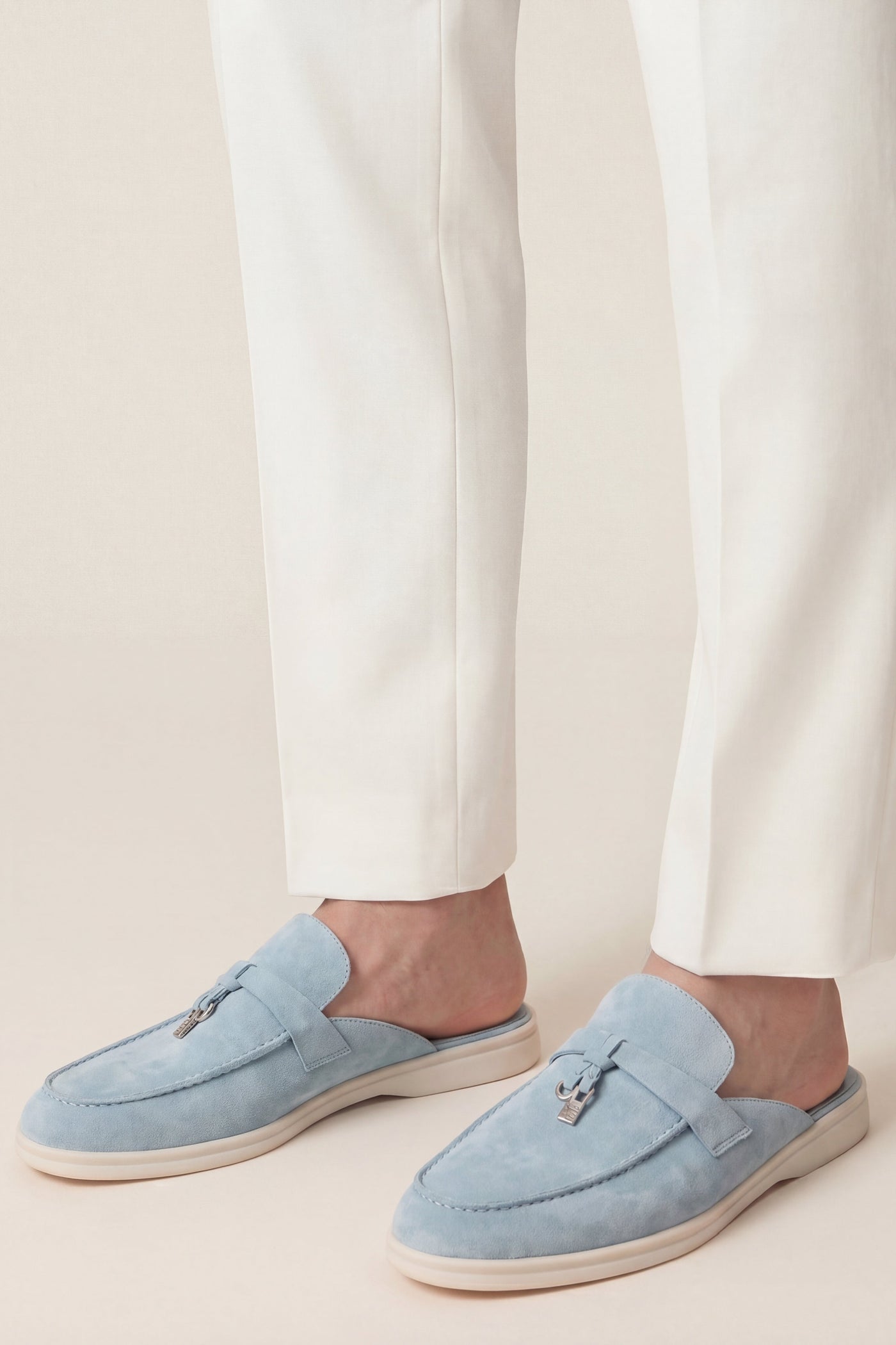 The Mondello Set — Maretti Buckle Mule Light Blue