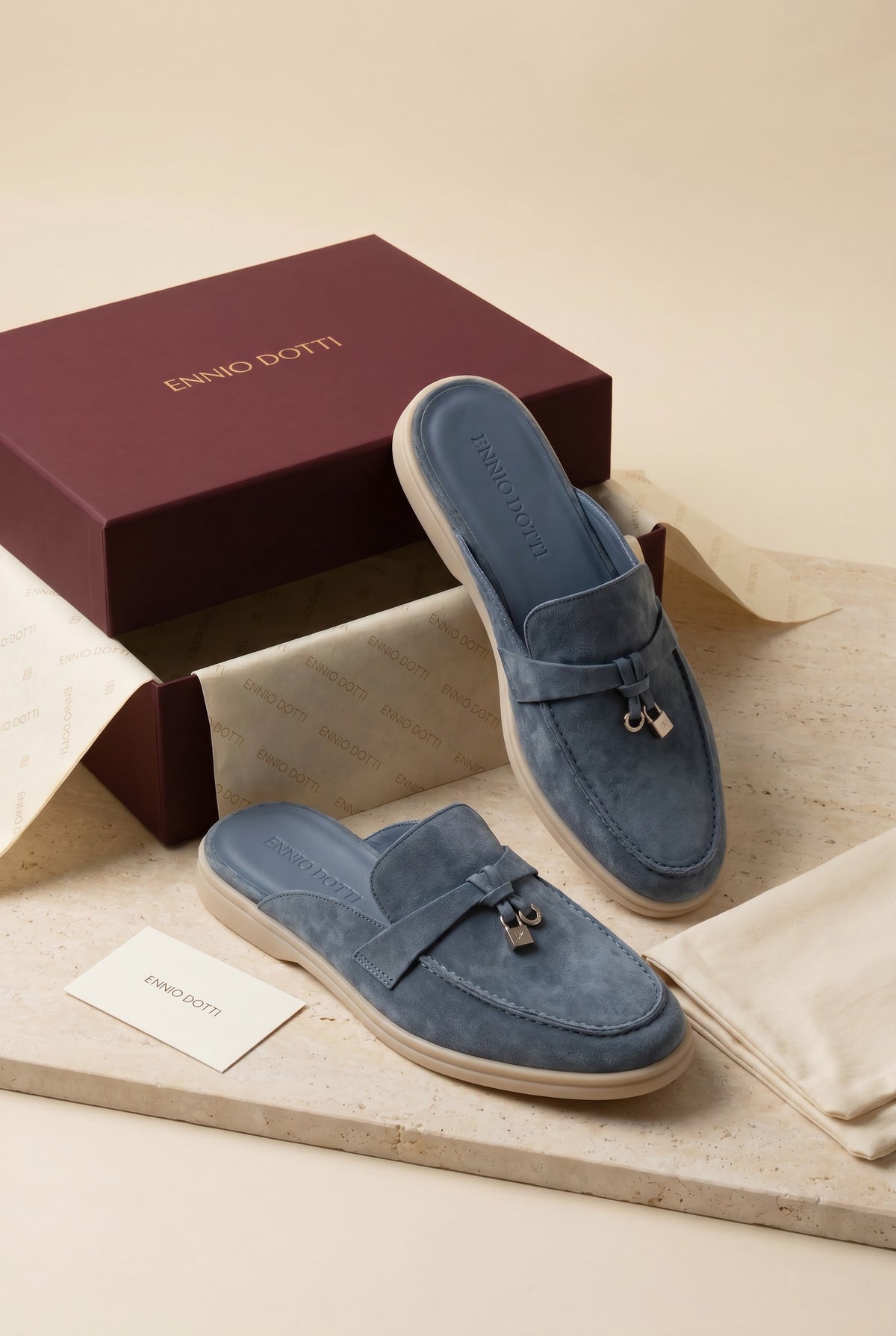 Maretti Buckle Mule Blue