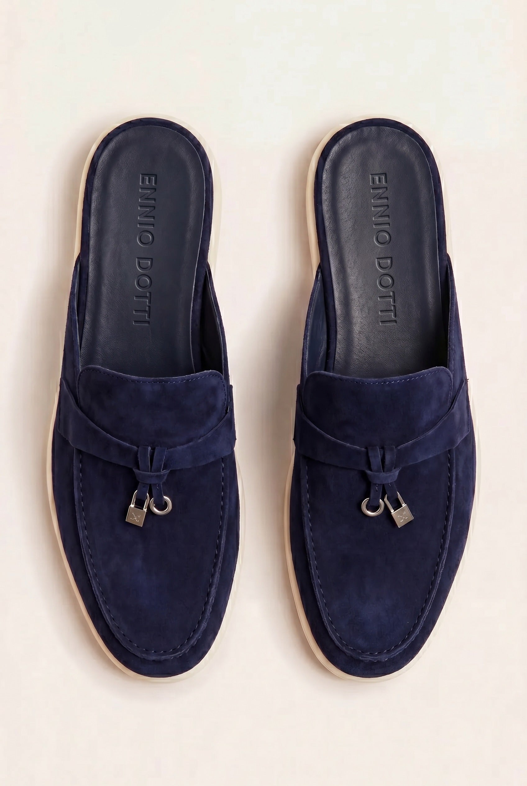 Maretti Buckle Mule Navy Blue