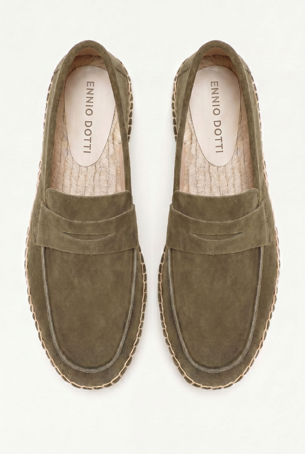 Palermo Suede Espadrille Loafer Olive Green
