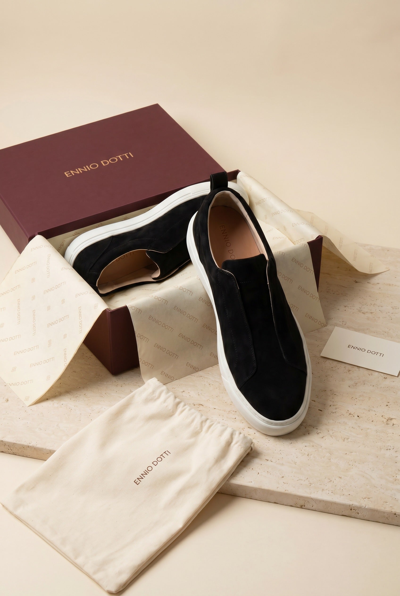 LeoMar V1 Suede Slip-On Black