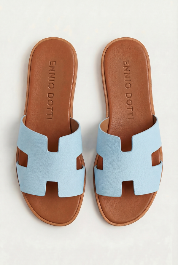 Arezzo Leather Sandal Sky Blue