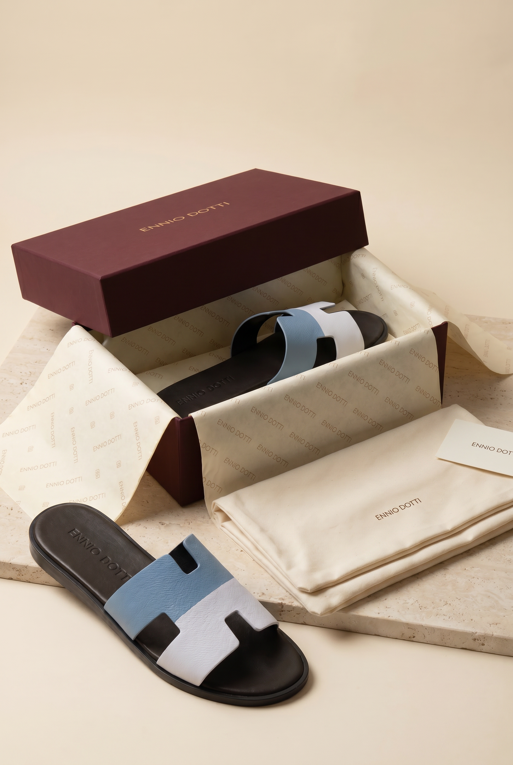 Arezzo Leather Sandal Blue & White
