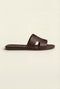 Arezzo Leather Sandal Dark Brown