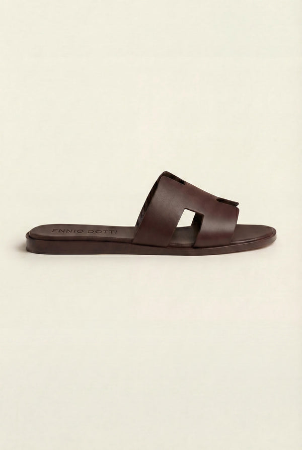 Arezzo Leather Sandal Dark Brown