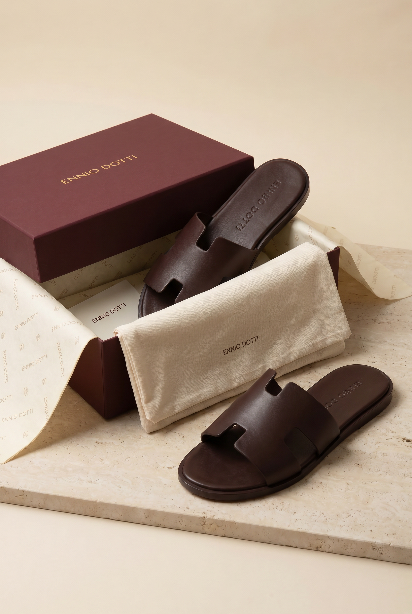 Arezzo Leather Sandal Dark Brown