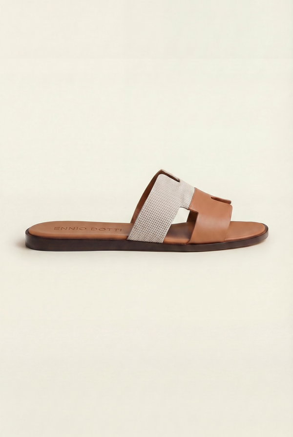 Arezzo Leather Sandal Beige & Tan