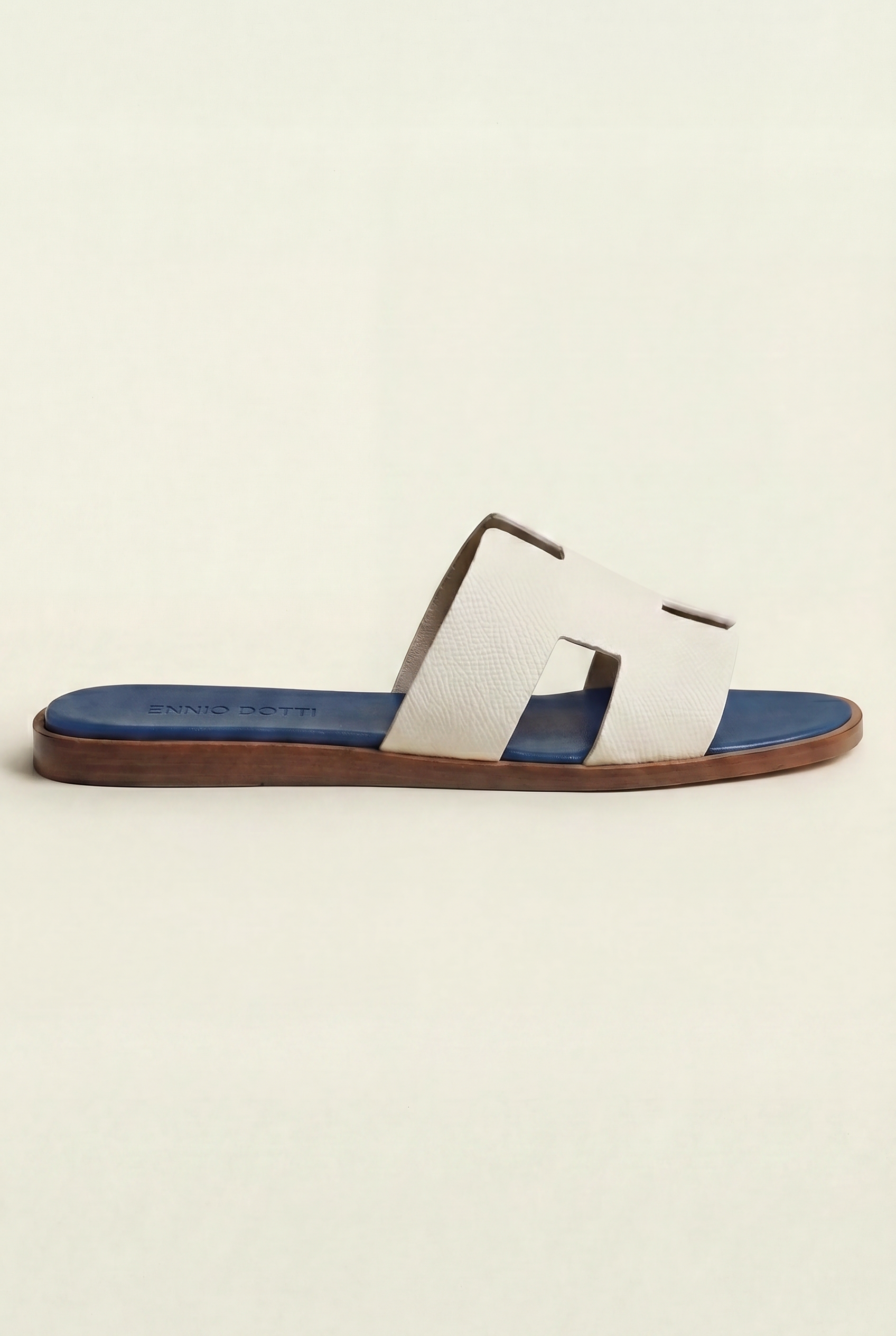 Arezzo Leather Sandal Ivory & Blue
