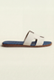 Arezzo Leather Sandal Ivory & Blue
