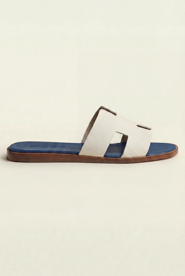 Arezzo Leather Sandal Ivory & Blue