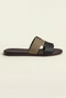 Arezzo Leather Sandal Olive & Black