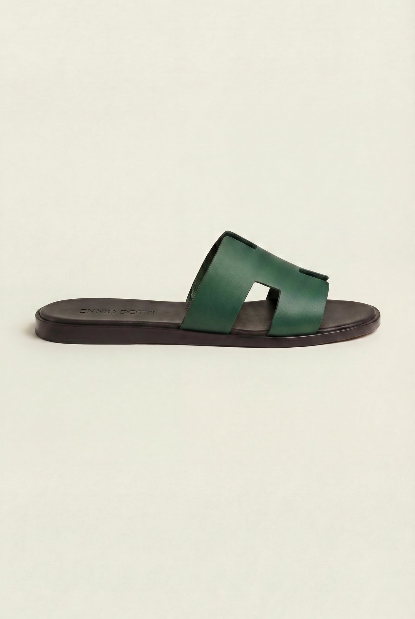 Arezzo Leather Sandal Dark Green