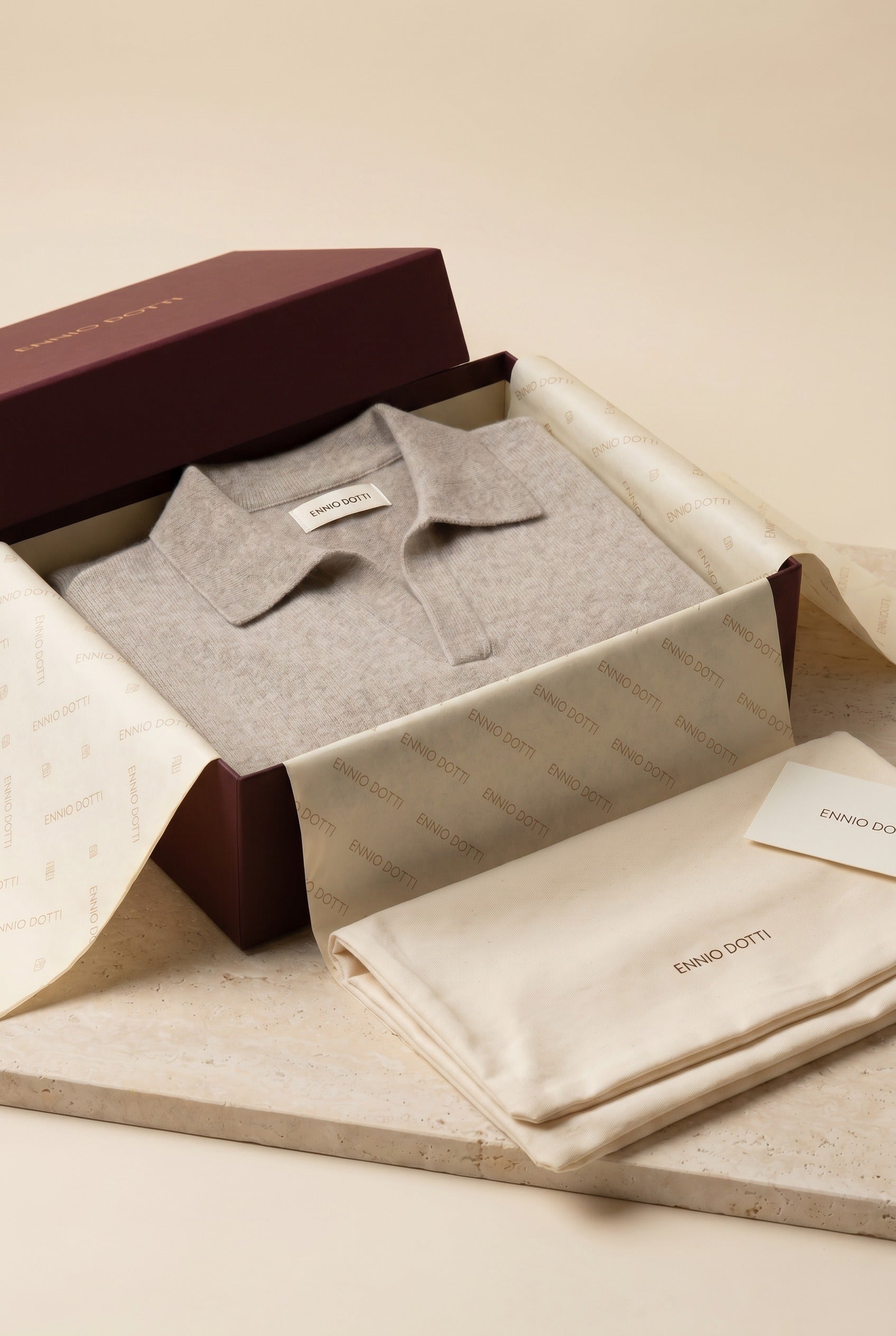 Marencio Cashmere Polo Knit Grey