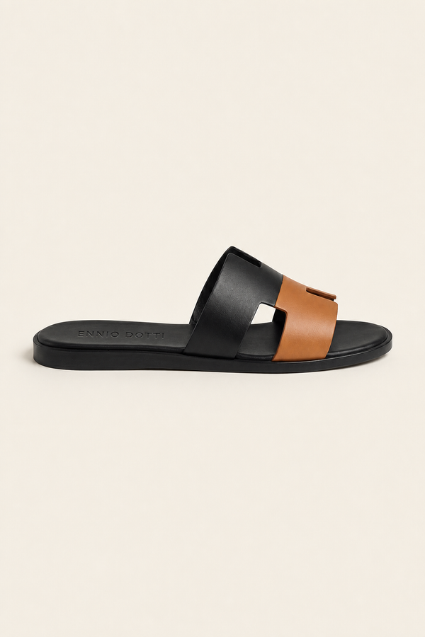 Arezzo Leather Sandal Black & Tan